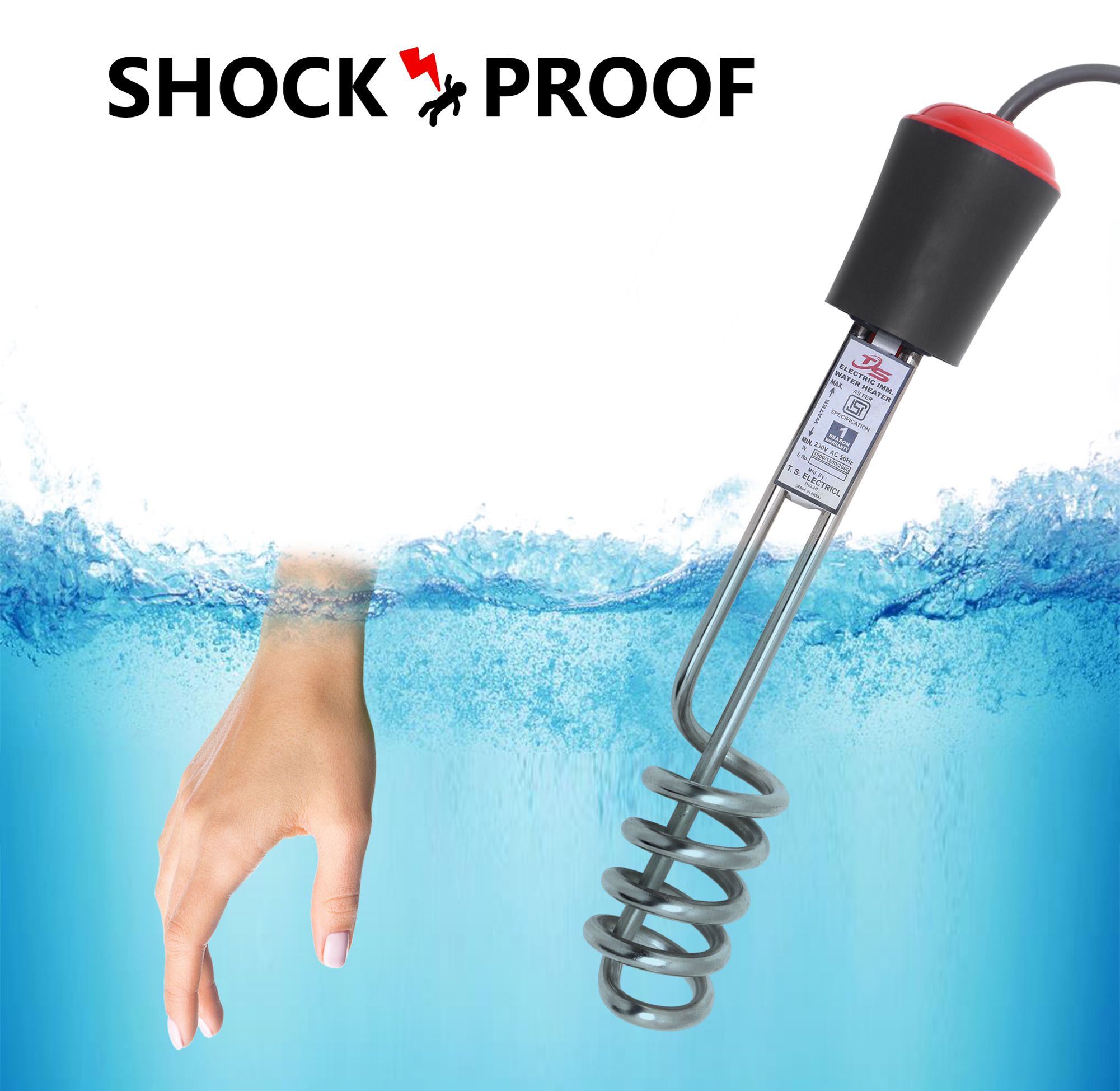 Premium High Quality Waterproof & Shockproof TS-IRSP9 1500 W Shock Proof Immersion Heater Rod