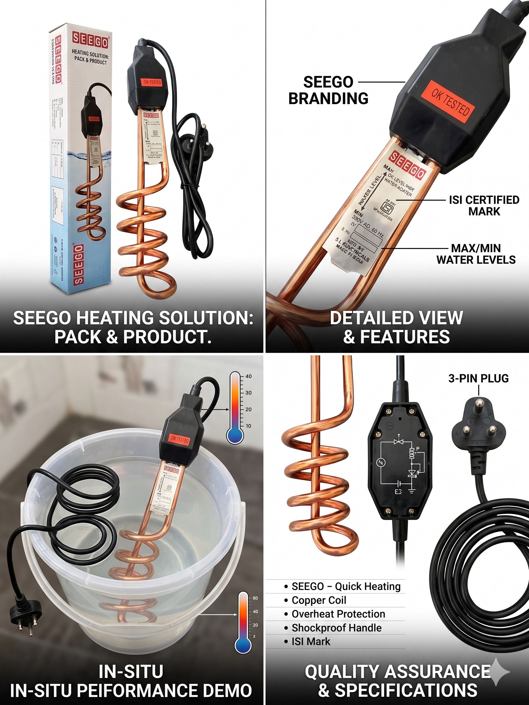 Bucket Water Heater Copper 2000 W Shock Proof Immersion Heater Rod-image-28