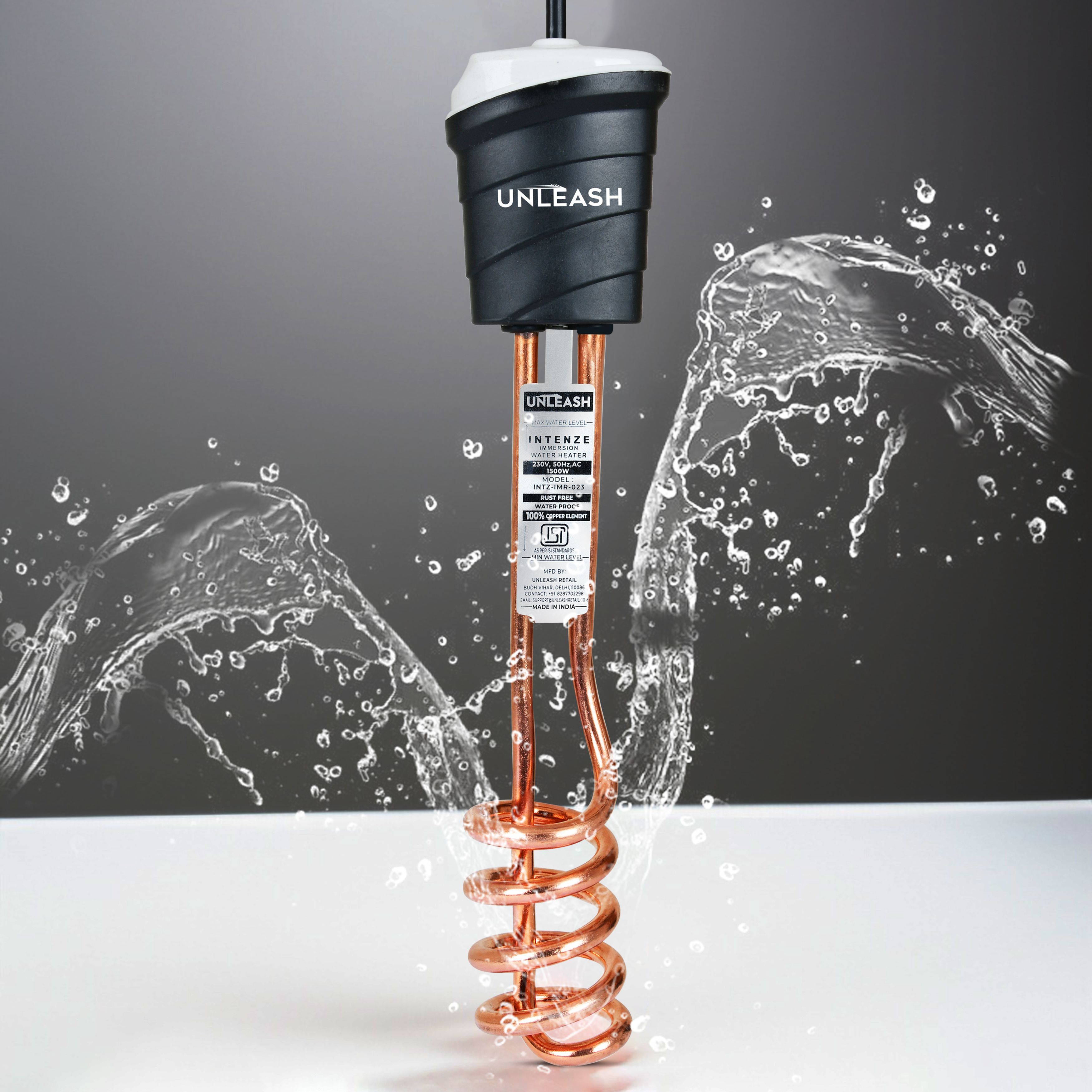 INTENZE 100% Copper Shock proof 1500W Immersion water heater rod For Bathroom 1500 W Immersion Heater Rod-image-4