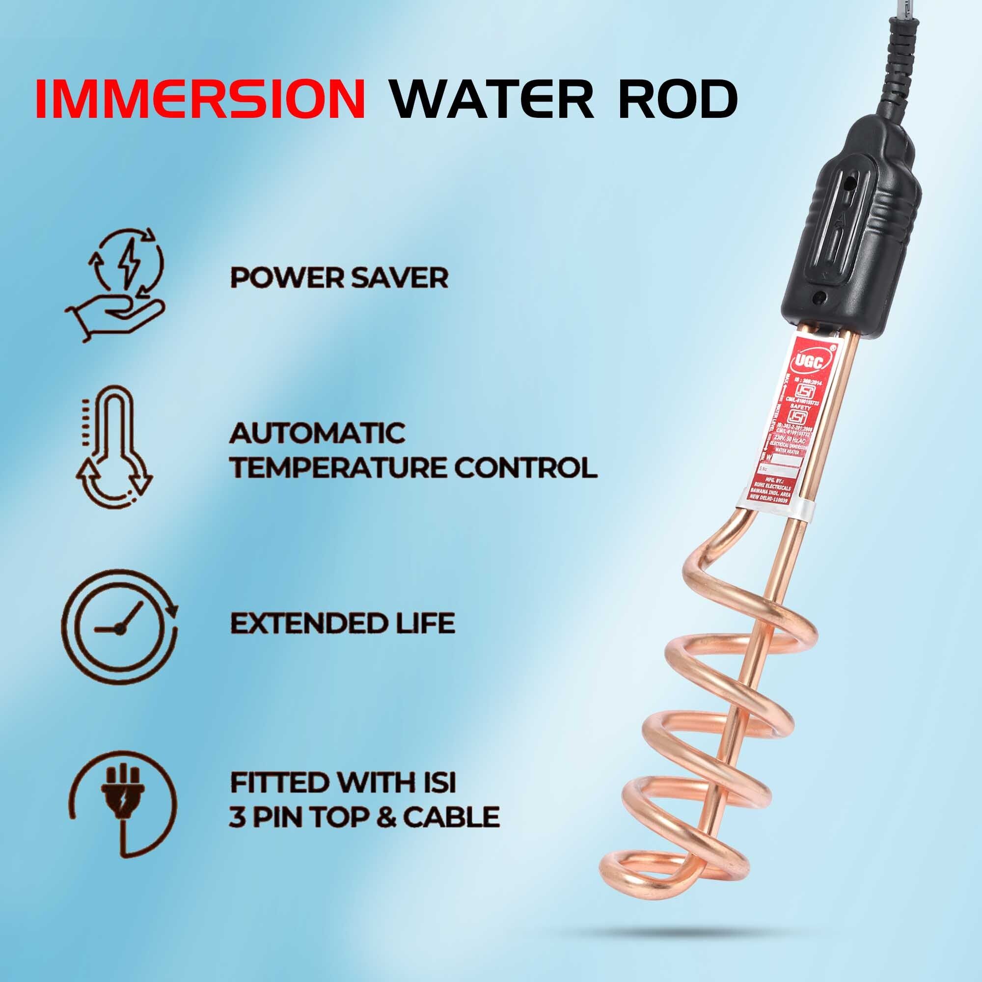 Nickel Immersion Heater Rod | Shock Proof | Instant Bucket | All Season | 1Yr 2000 W Shock Proof Immersion Heater Rod-image-16