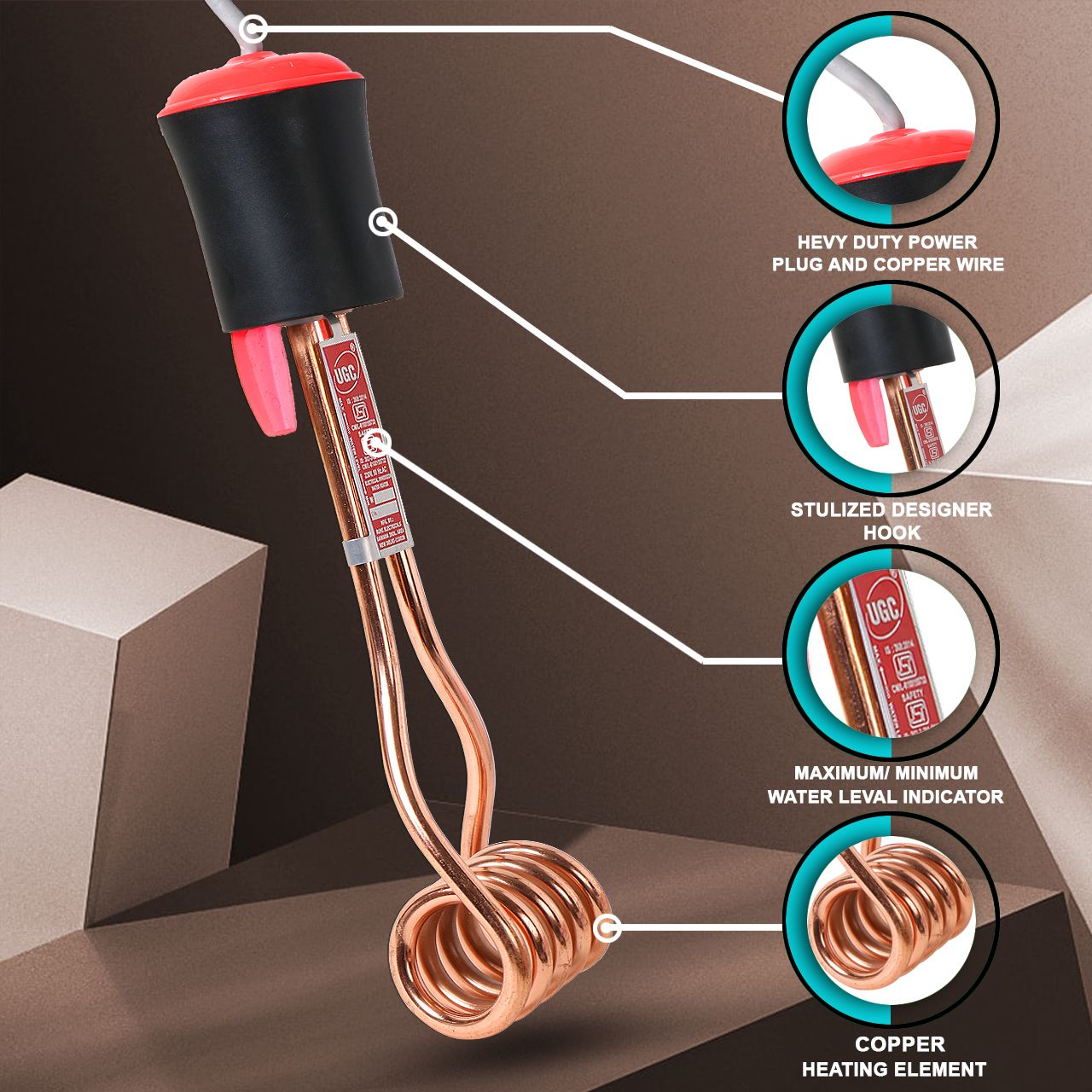 Copper Water Heater Immersion Rod – Shockproof & Certified 2000 W Shock Proof Immersion Heater Rod-image-43