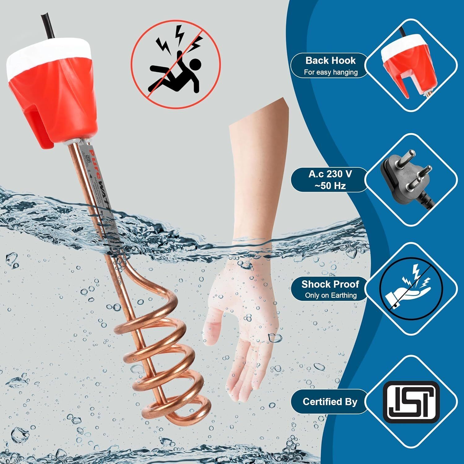 SHOK PROFF 1500 W Shock Proof Immersion Heater Rod