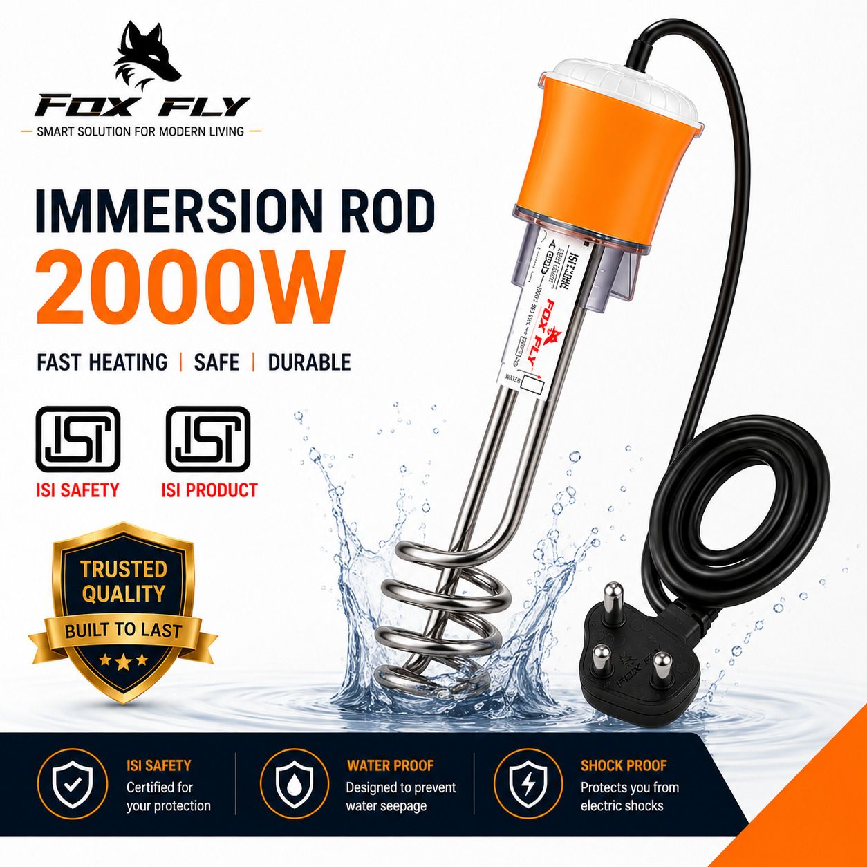 2000W WATER PROOF 2000 W Shock Proof Immersion Heater Rod-image-42