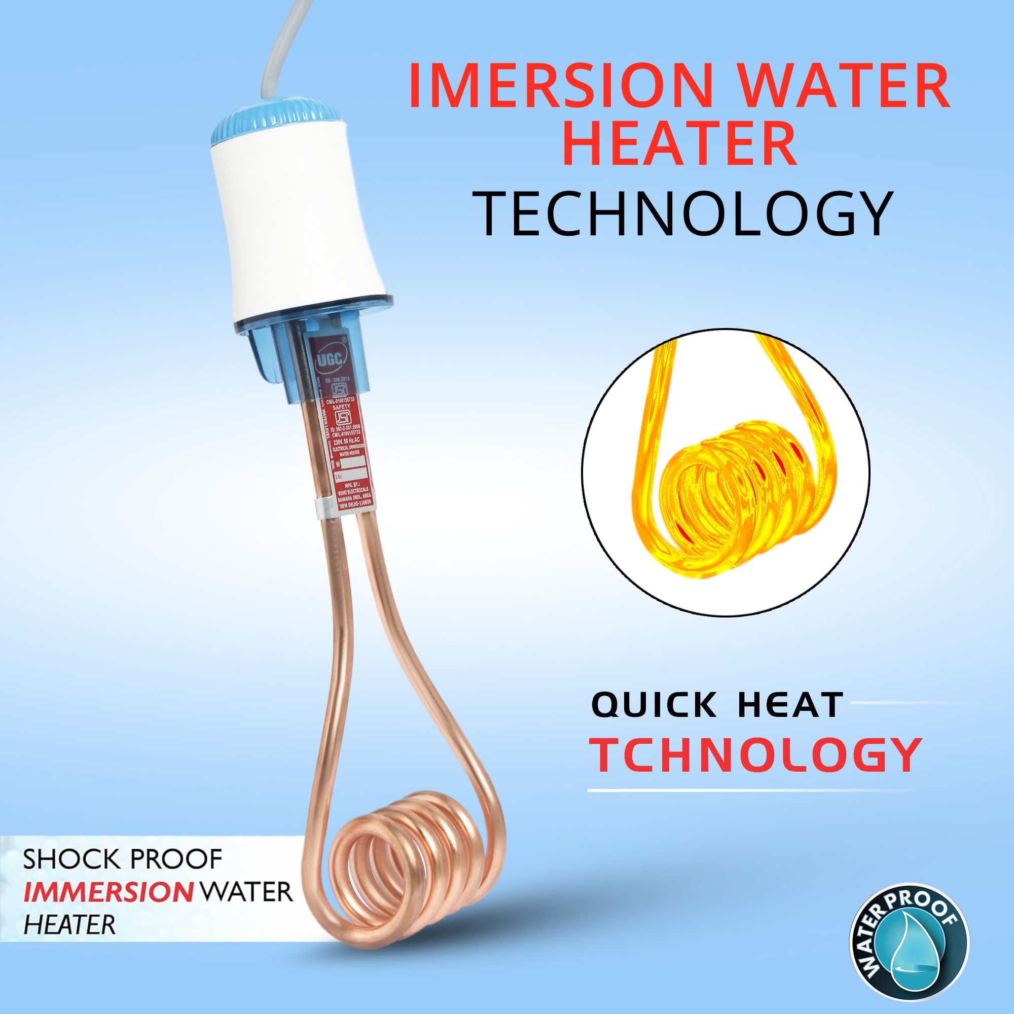 ugc Premium Immersion Water Proof Heater Rod – Shock Proof, 1-Year Warranty 2000 W Shock Proof Immersion Heater Rod-picture-19