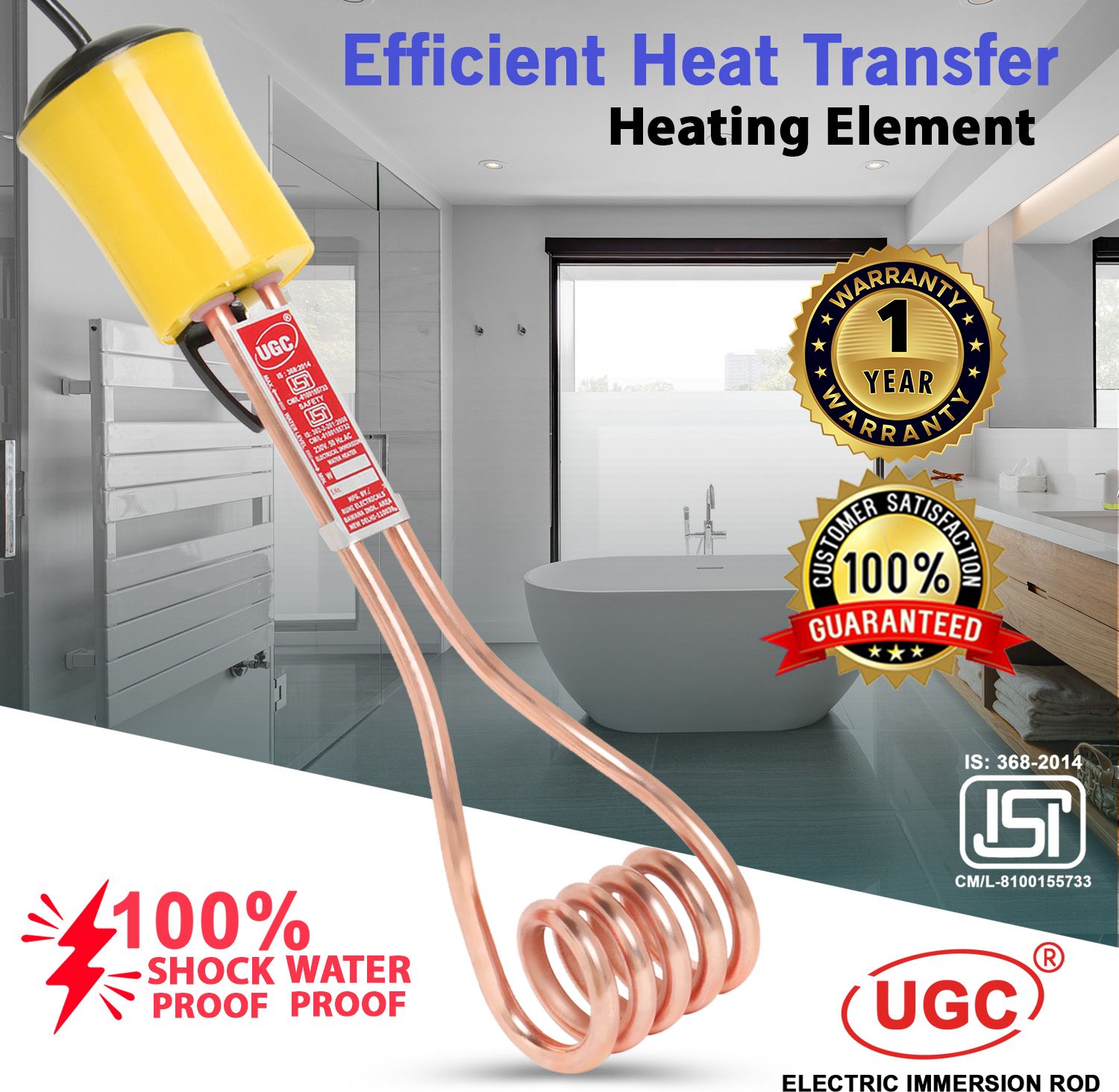 Waterproof Immersion Rod | Shockproof Handle | ISI Certified Heater 2000 W Shock Proof Immersion Heater Rod-image-46