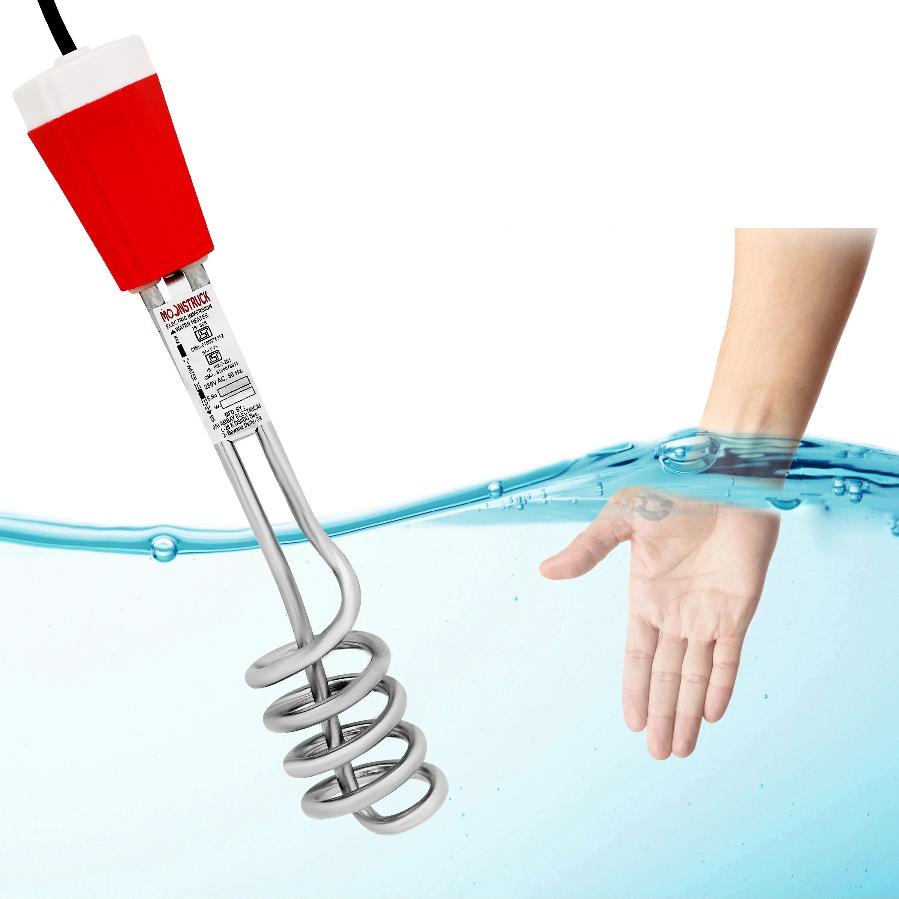 ISI NICKEL POLISH 100% Copper SHOCK PROOF 1500 W Shock Proof Immersion Heater Rod