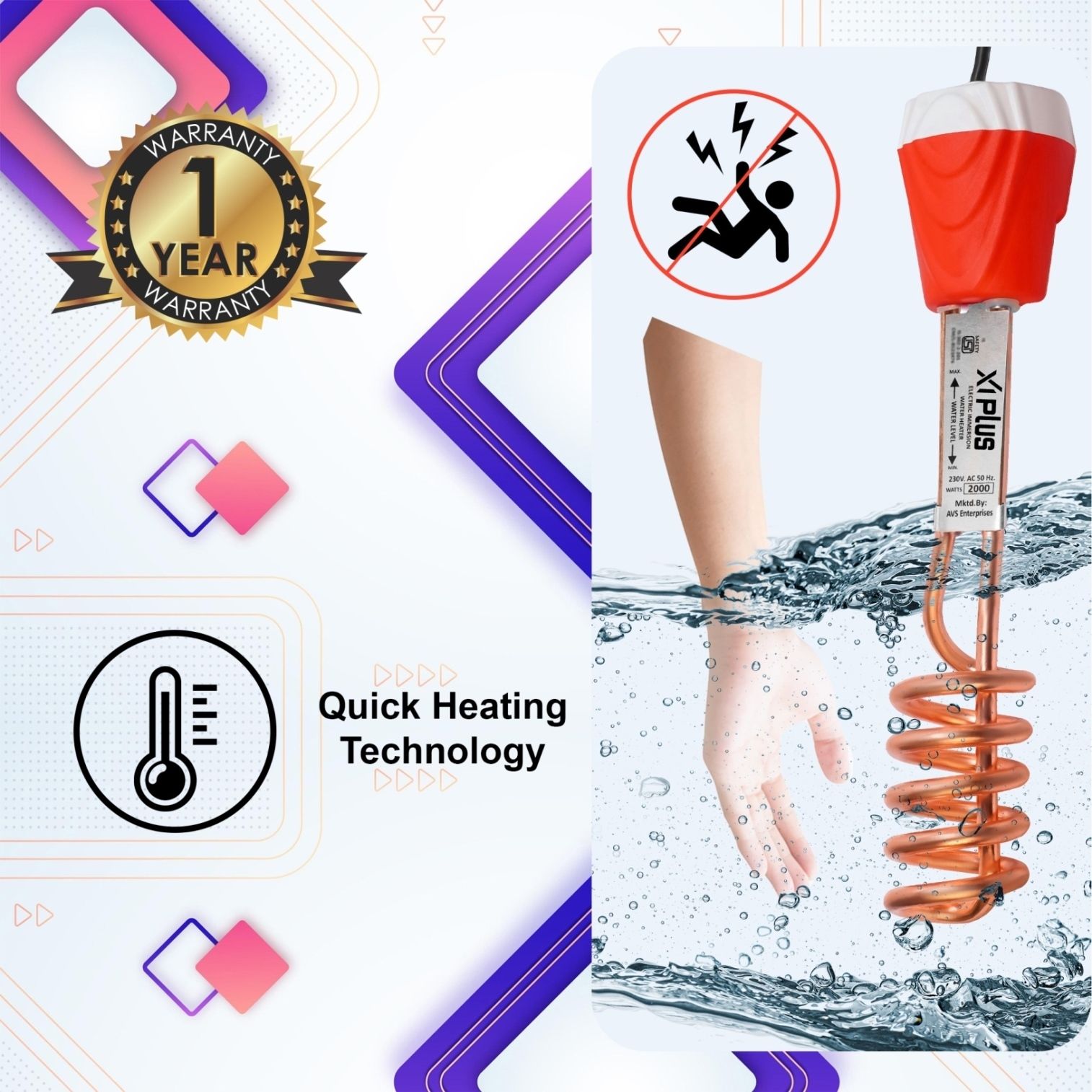 Immersion Rod | xAI-824 | 100% Water Proof | ISI Certified | Water Heater Rod | 1500 W Shock Proof Immersion Heater Rod-image-37