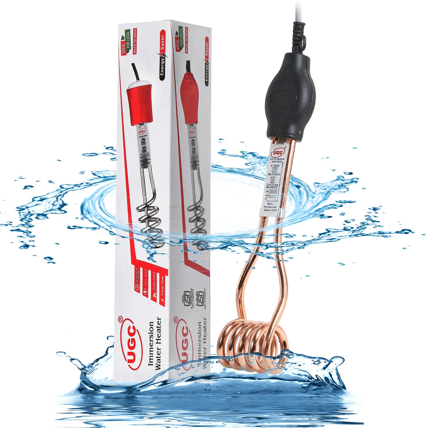 Copper Water Heating Rod with Bucket Hook ISI Approved 2000 W Shock Proof Immersion Heater Rod-image-38