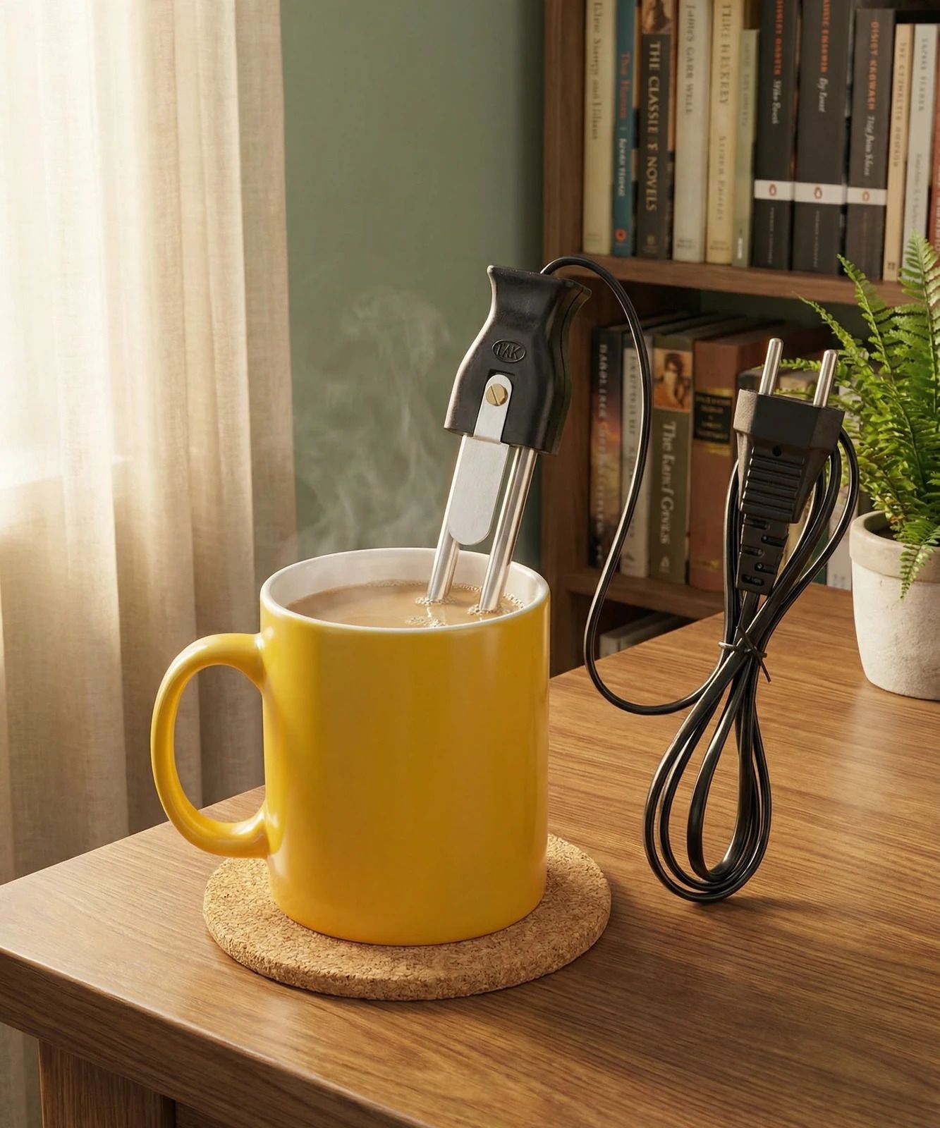 huda studio Electric Mini Instant Immersion Rod Water Heater, Small Portable Tea Coffee 1000 W Shock Proof Immersion Heater Rod-picture-11
