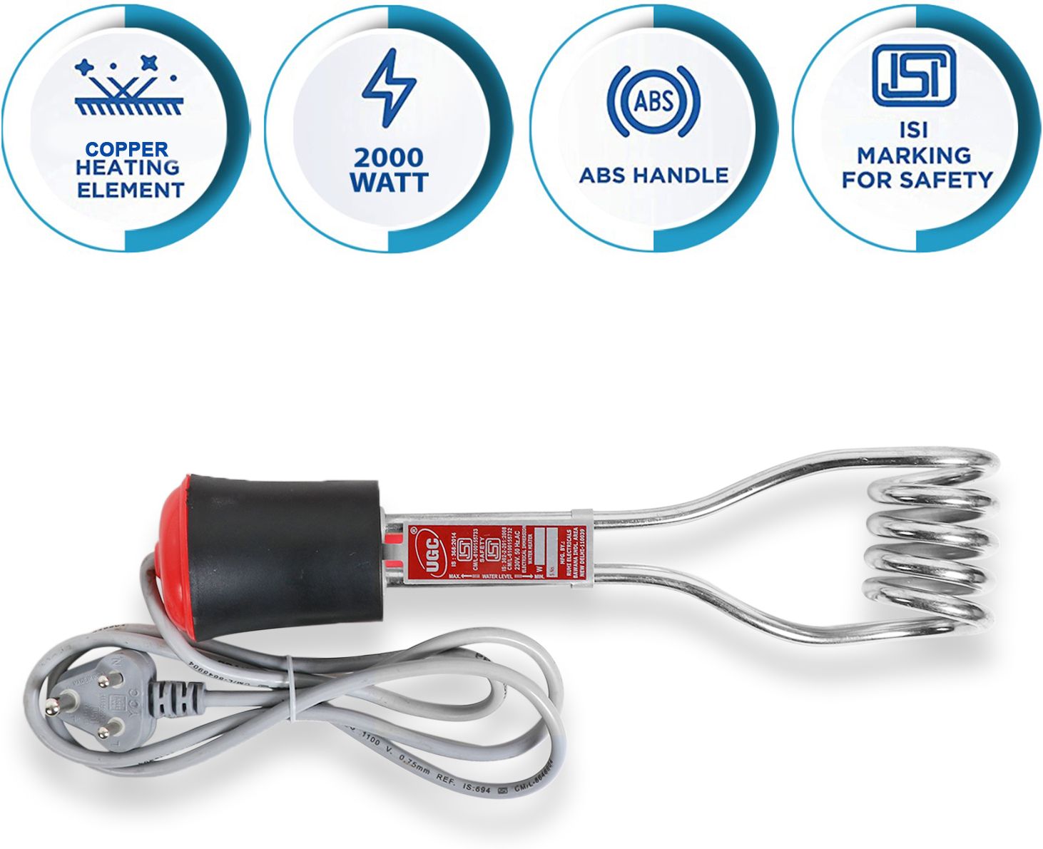 Nickle Heater Rod – Waterproof, ISI Certified, 1 Yr Warranty 2000 W Shock Proof Immersion Heater Rod-image-10