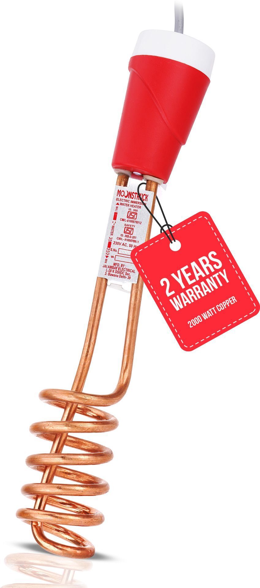 100% Copper SHOCK PROOF 2000 W Shock Proof Immersion Heater Rod-image-24