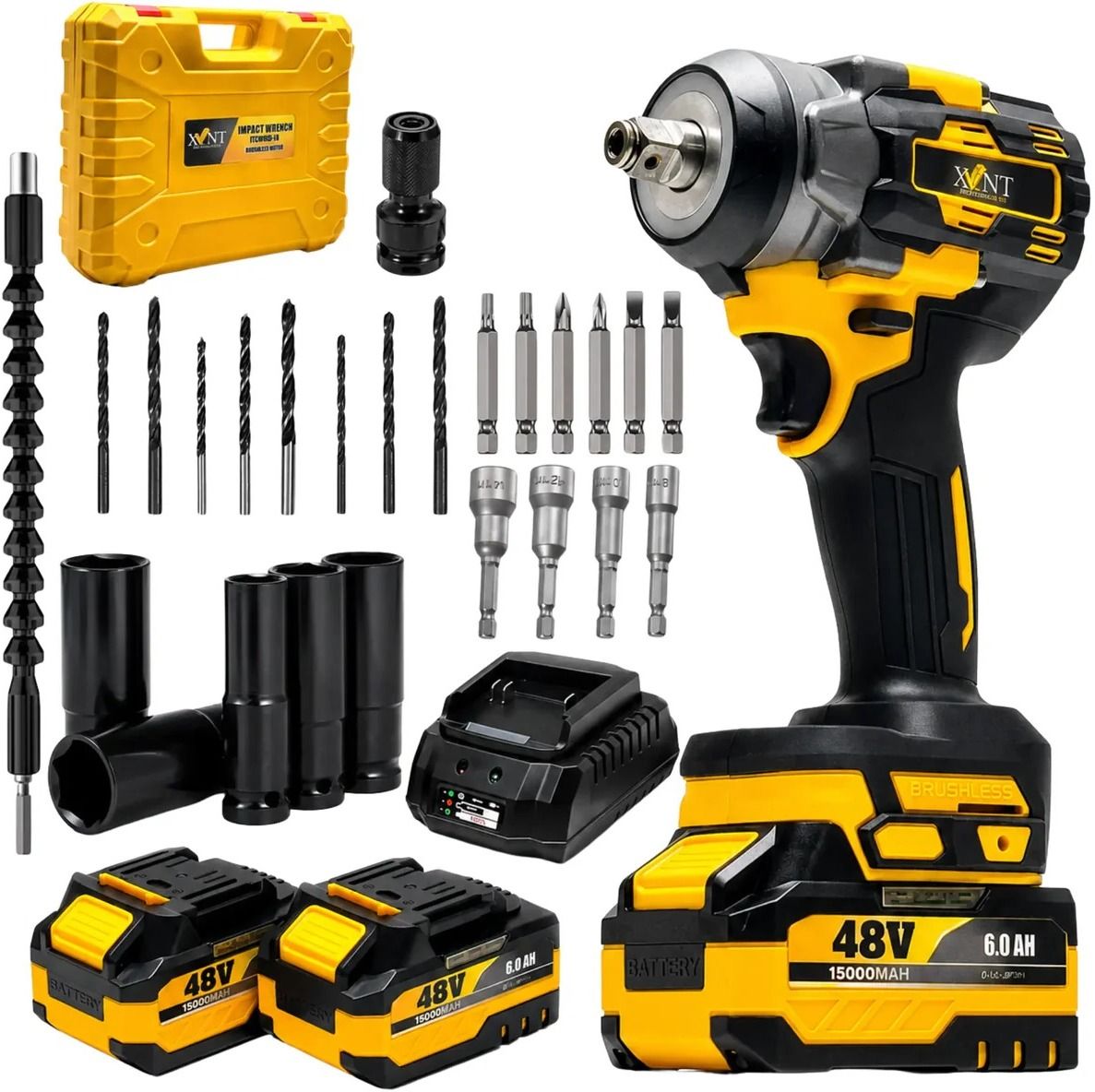 XLNT 48V Cordless Impact Wrench 650Nm BL|2X48V 6.0AH Battery Cordless Impact Wrench-image-42