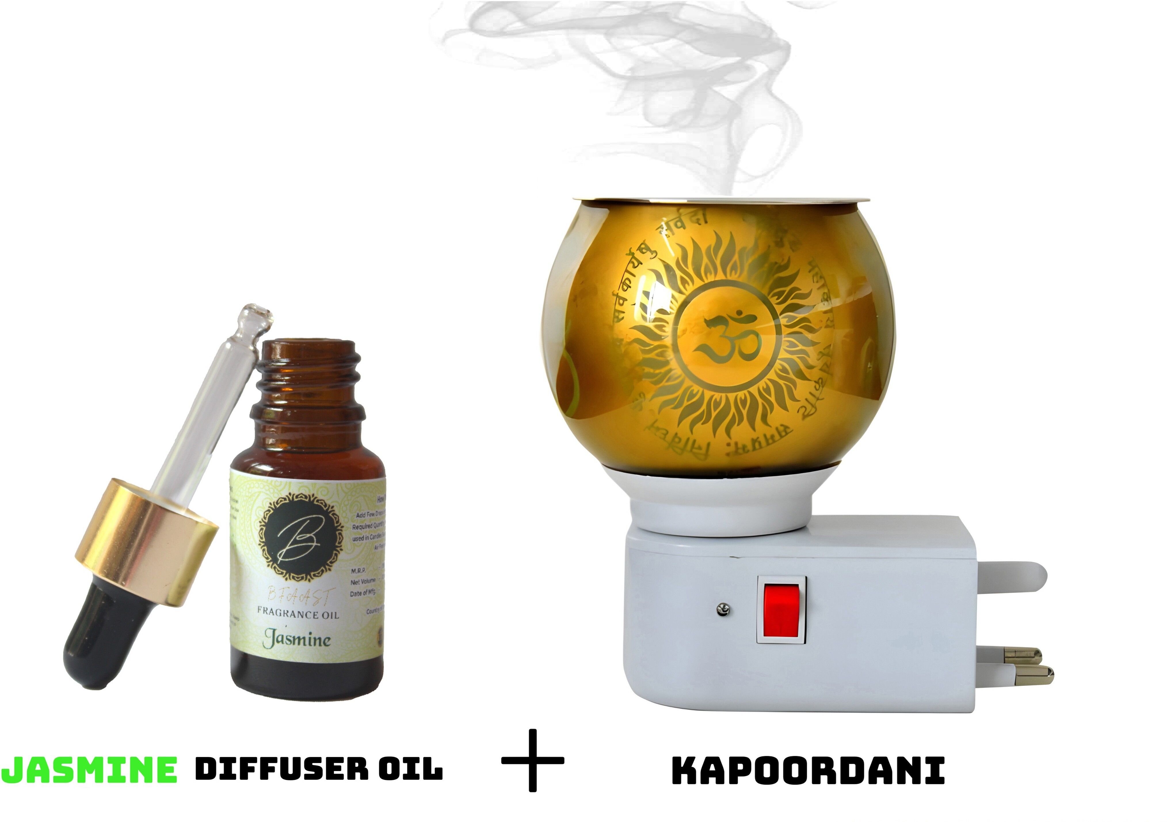Kapoordani With 12 ml Jasmine Aroma Oil Glass Incense Holder Set-image-28