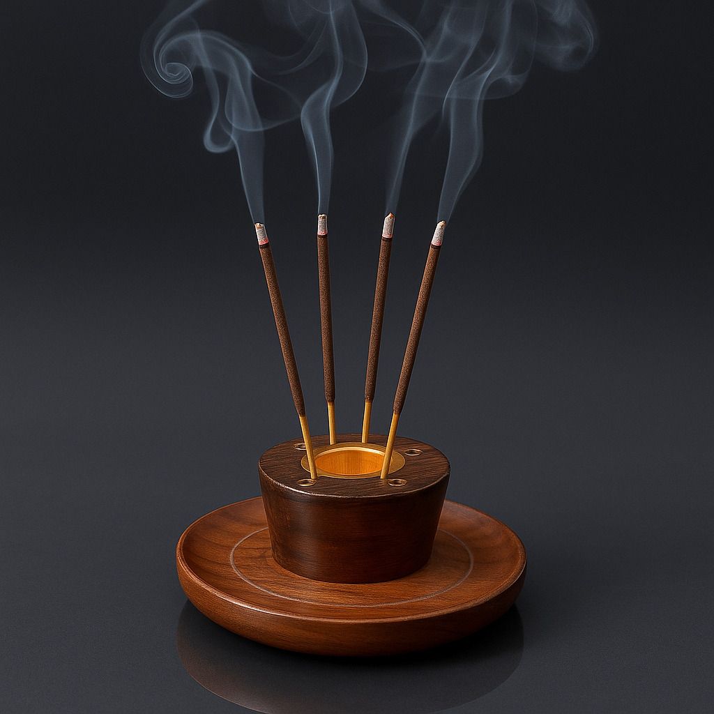 Premium Wooden Agarbatti Stand Wooden, Brass Incense Holder