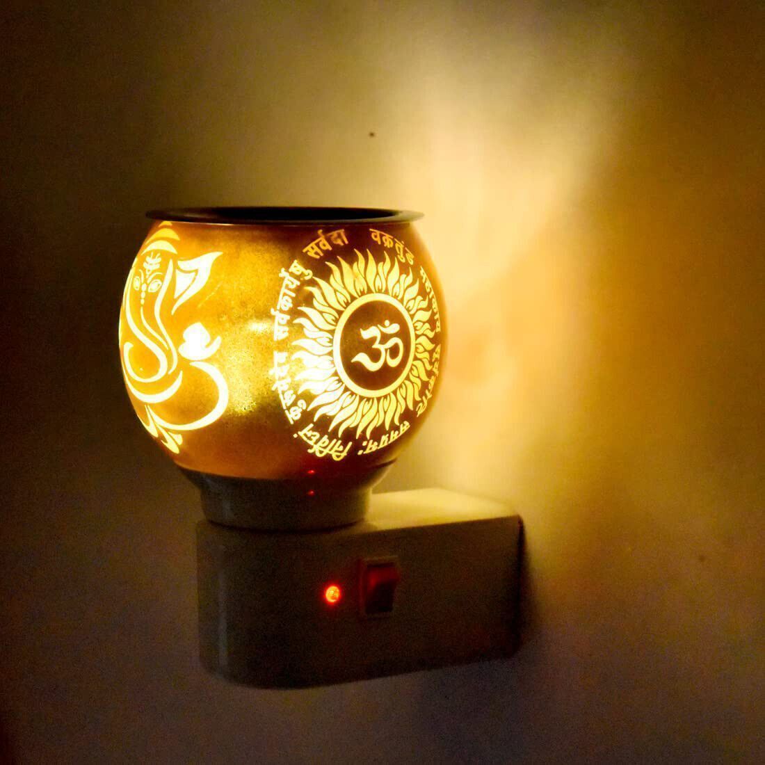 Oil Diffuser With On Off Switch For Burner & Night Bulb Silver, Plastic Incense Holder Set-image-1