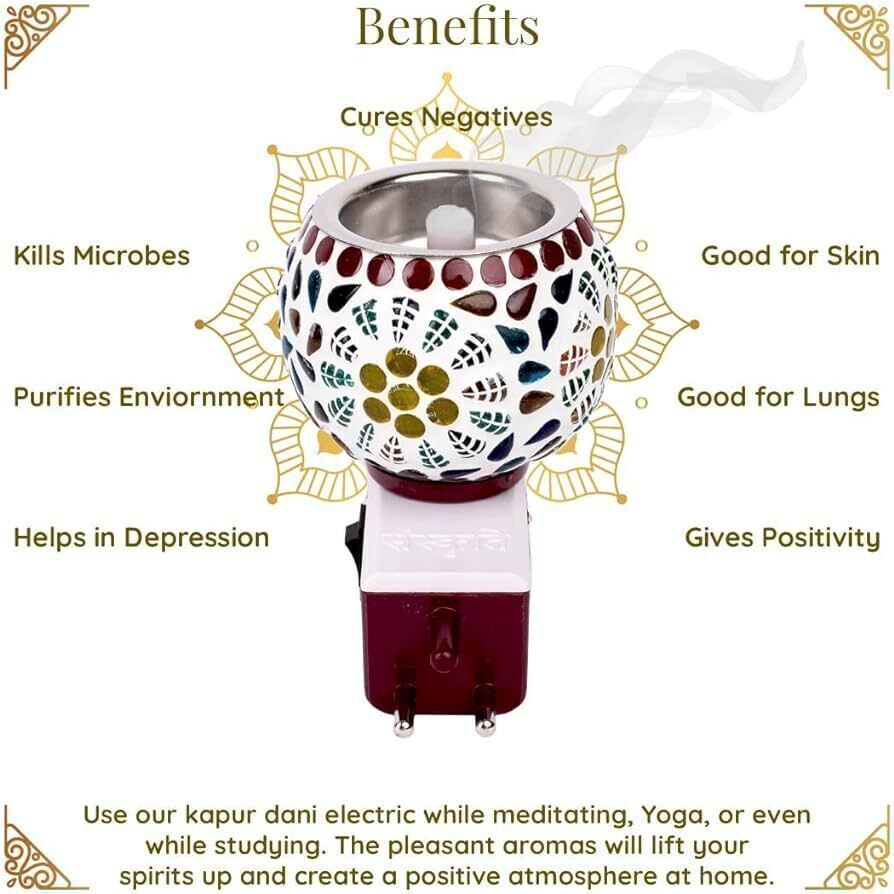 Kapoor Dani - Cum Night Lamp Multi-Functional with Switch On/Off Button Ceramic Incense Holder-image-27