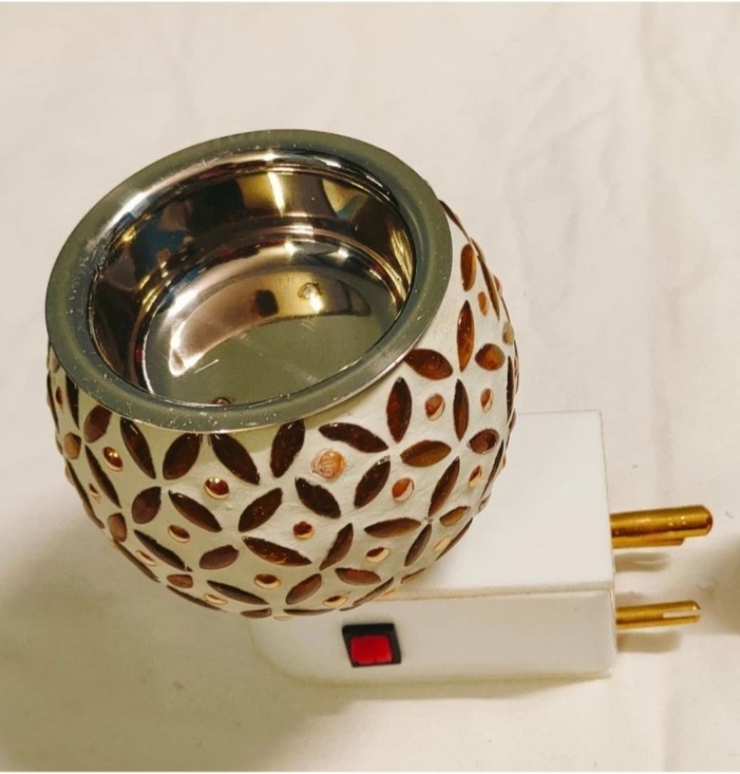 shreshtha Kapoor Dani/Aroma Oil Burner Cum Night Lamp with Switch Ceramic, Borosilicate Glass, Plastic, Steel, Glass Incense Holder Set-picture-12