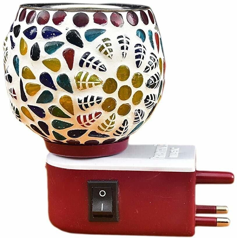 Hand Crafted Incense Burner Borosilicate Glass, Steel, Ceramic Incense Holder (Multicolor), Beautiful Ceramic Aroma Diffuser/Kapoor Dani Cum Night Lamp Made in India bakhoor dani Camphor Diffuser , Electric Glossy & Beautiful Multi-Color Glass Aroma Oil Diffuser Kapoor Dani/ Camphor Burner Steel, Ceramic, Borosilicate Glass Incense Holder Set-image-19