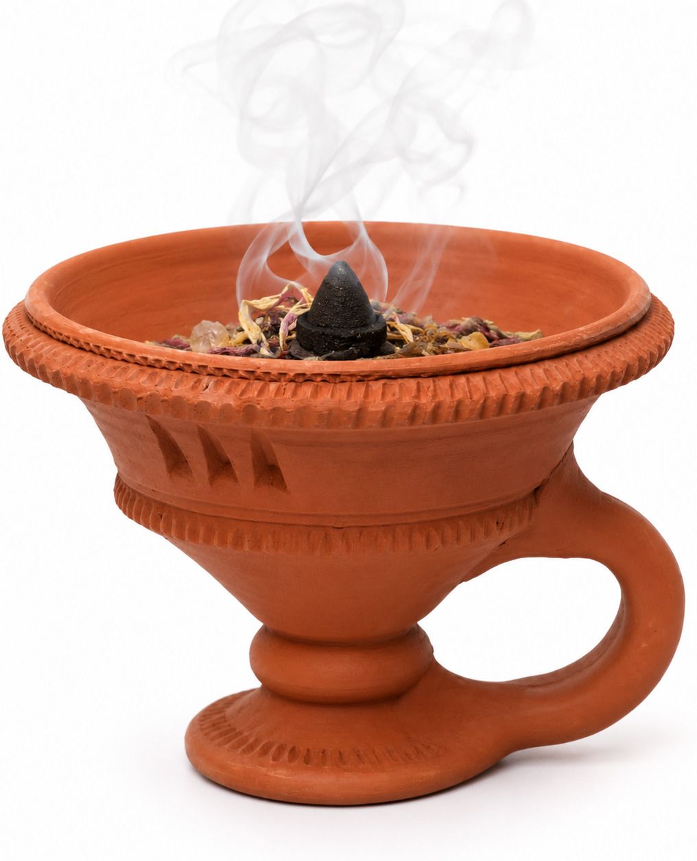 Terracotta Dhoop Dani Clay Loban Dani Sambrani Holder for Pooja Terracotta Incense Holder-image-41