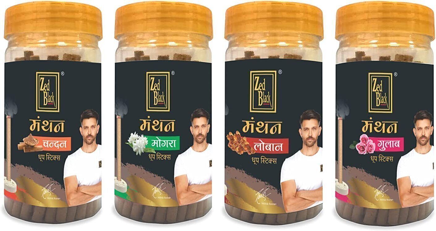 zed black Bamboo Less Manthan Series Dhoop Sticks in Jar Packing No Bamboo Rose, Mogra, Chandan, Loban-picture-46