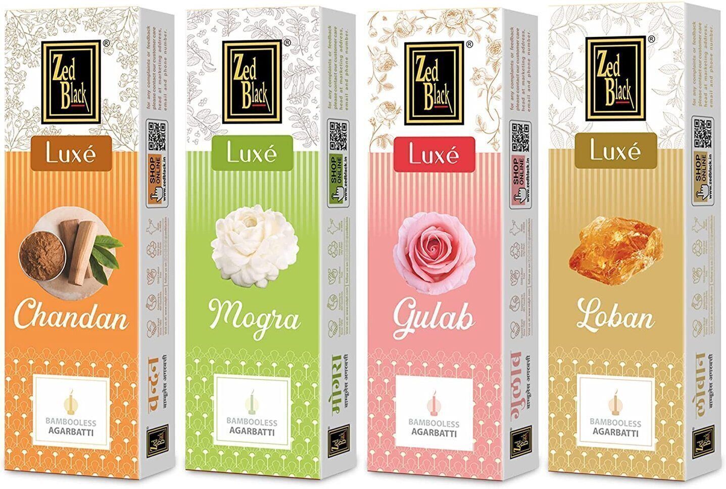 Bamboo Less Luxe Series Incense Sticks (Approx 70Agarbatti Sticks Per Pack) Chandan, Gulab, Loban, Mogra