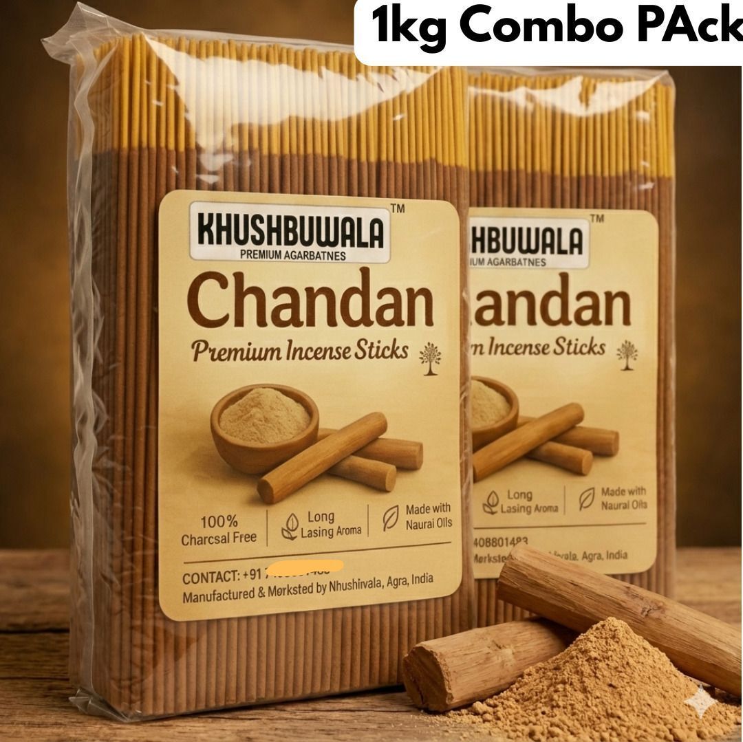 Chandan Agarbatti 1KG– High-Quality Sandalwood Incense Sticks Pack OF 2 chandan