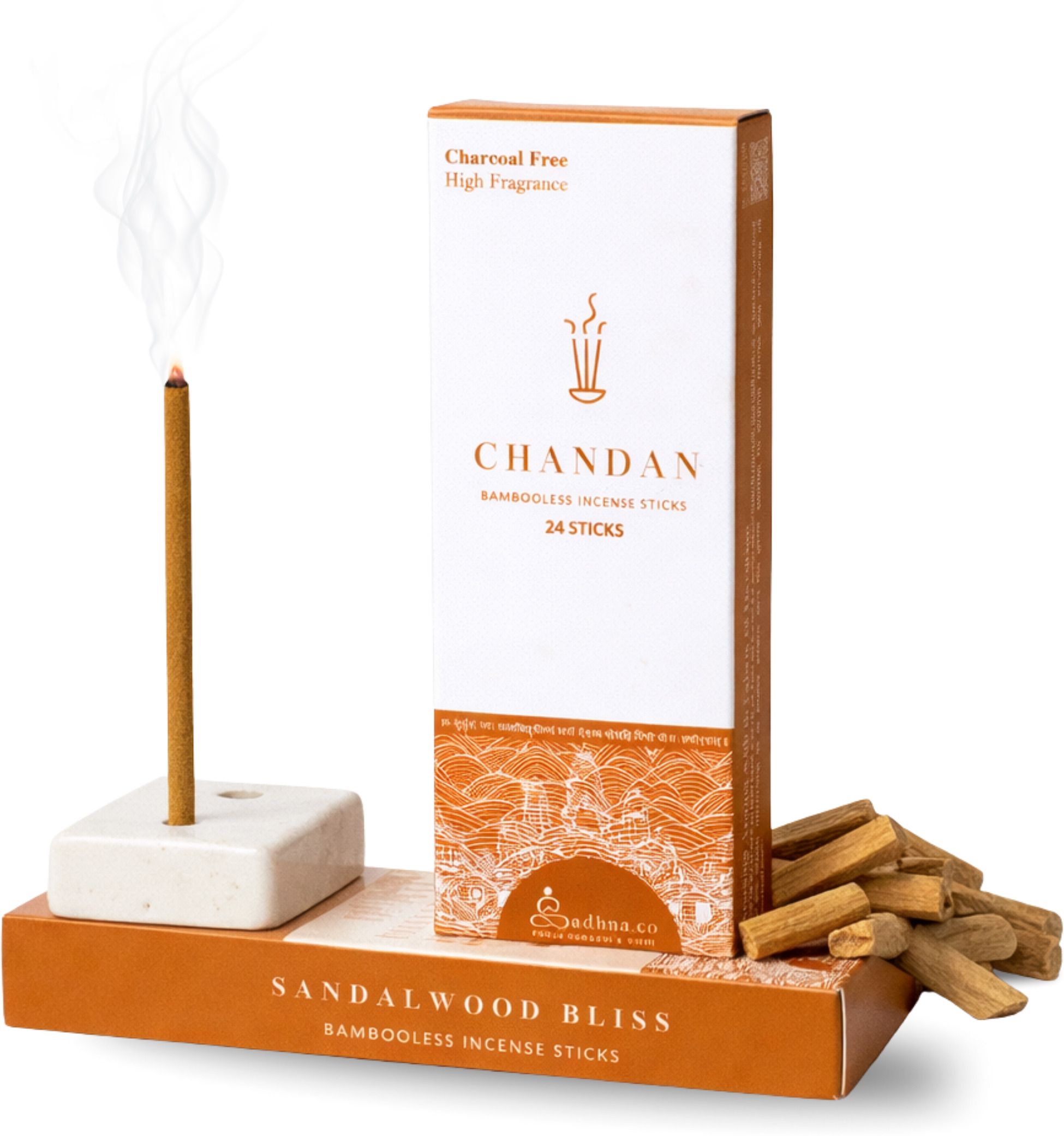 sadhna.co Chandan Bambooless Agarbatti 24 Sticks | Sandalwood Incense Sticks Chandan-picture-19