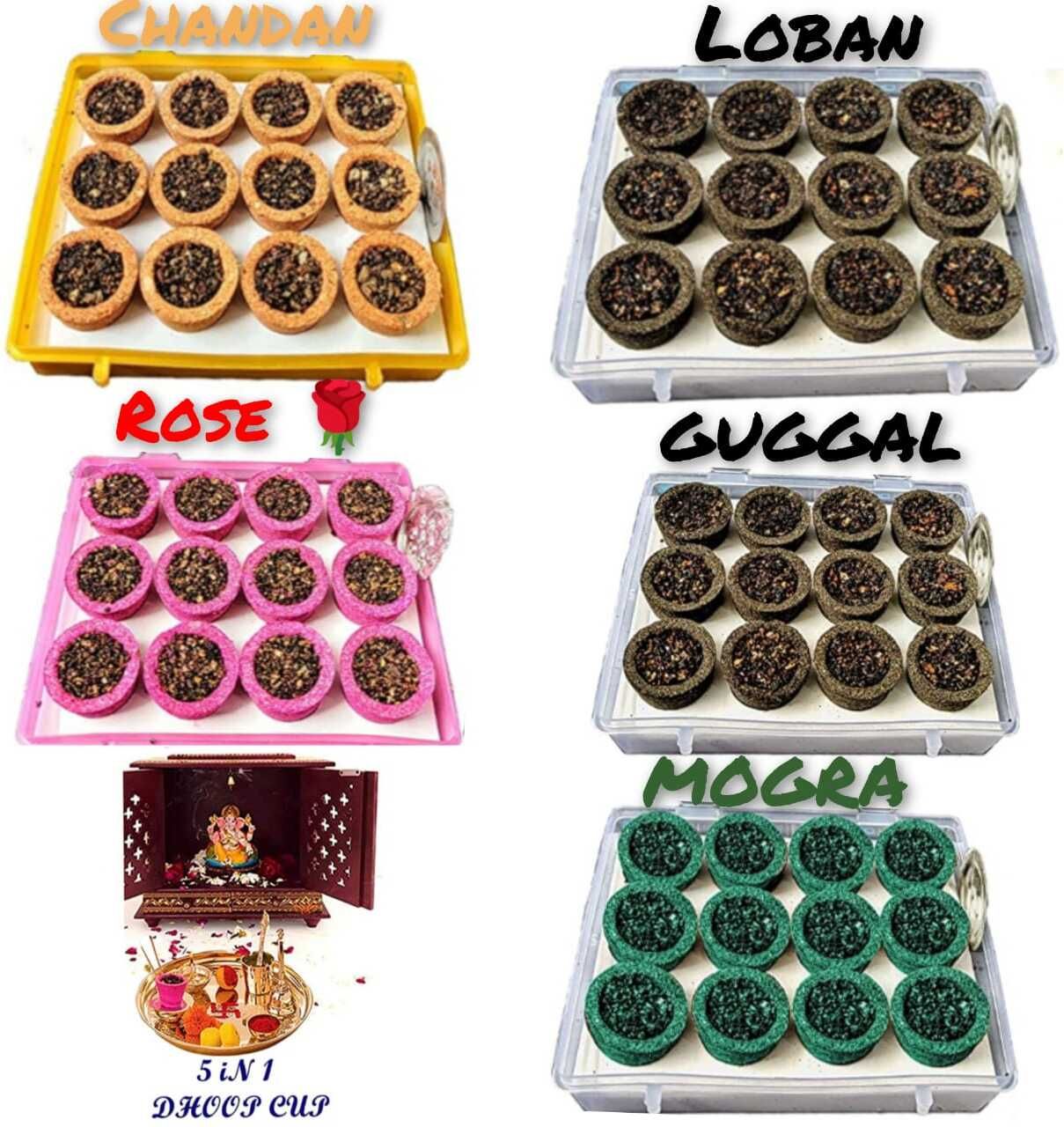 SAMBRANI CUP Rose | Sandal (Chandan) | Mogra | LOBAN | GUGGAL (Pack of 60) SANDALWOOD, MOGRA, ROSE, GUGGAL, LOBAN-image-14