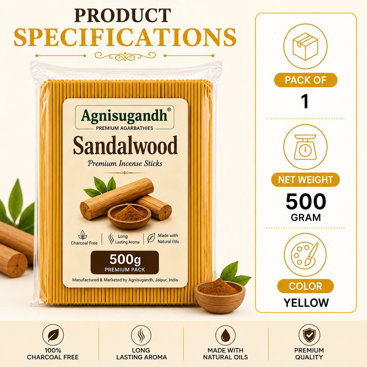 sandalwood Premium Incense Sticks-500 GRAM SANDALWOOD-image-43