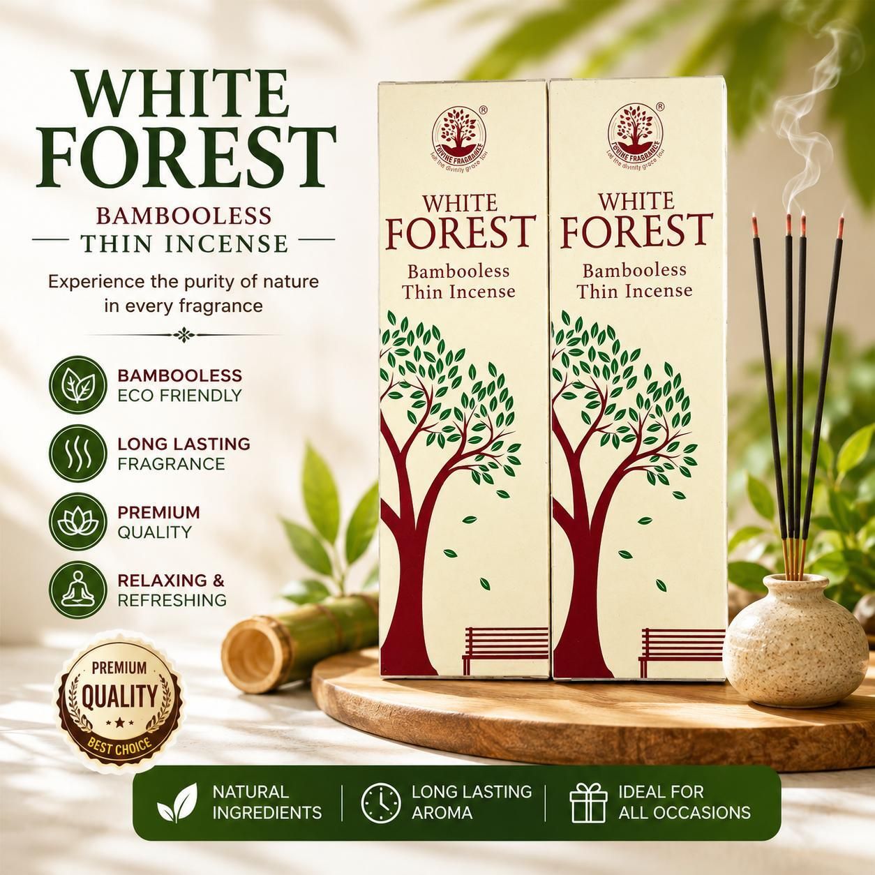WHITE FOREST PREMIUM BAMBOLESS DHOOP STICK WHITE FOREST, RICH FRAGRANCE, PREMIUM FRAGRANCE-image-27