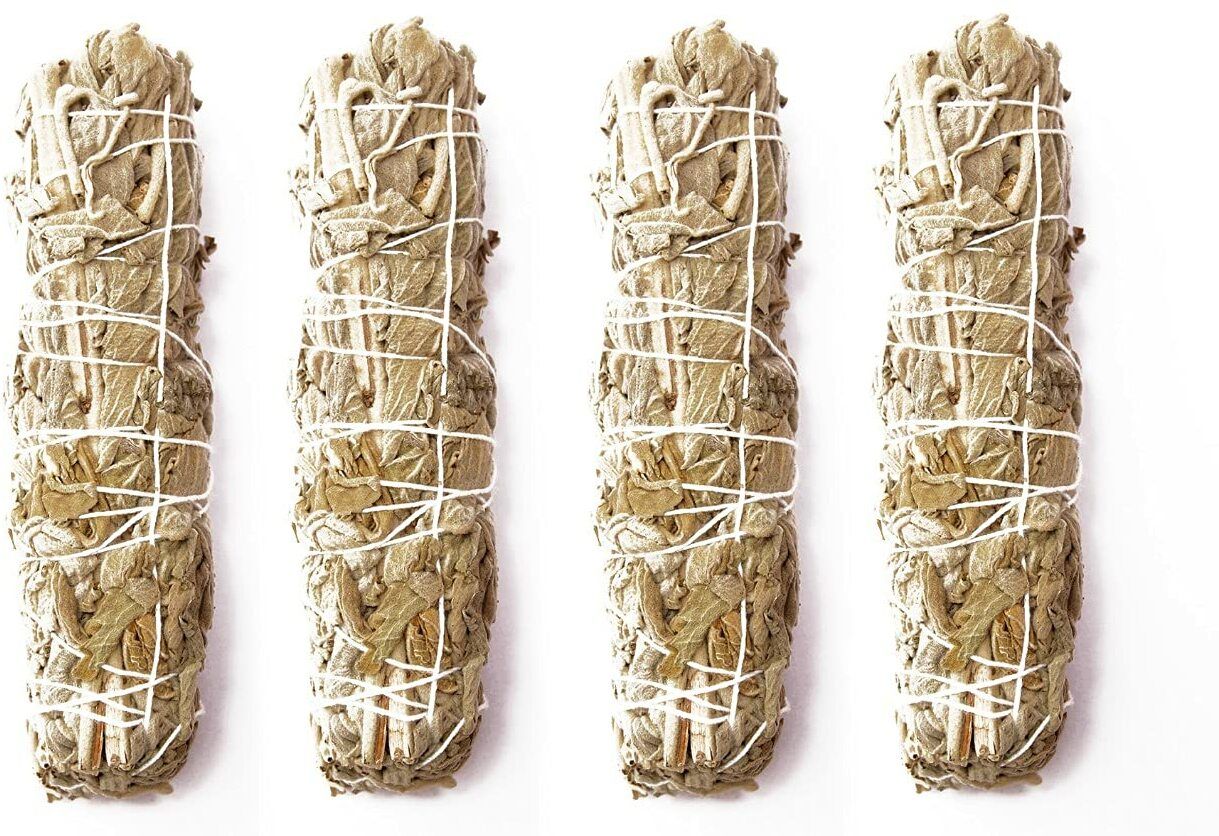 Organic Indian White Sage 4 Smudging Sticks (100% Pure, 6 Inches, 110-120 grams) Aromatic-image-43