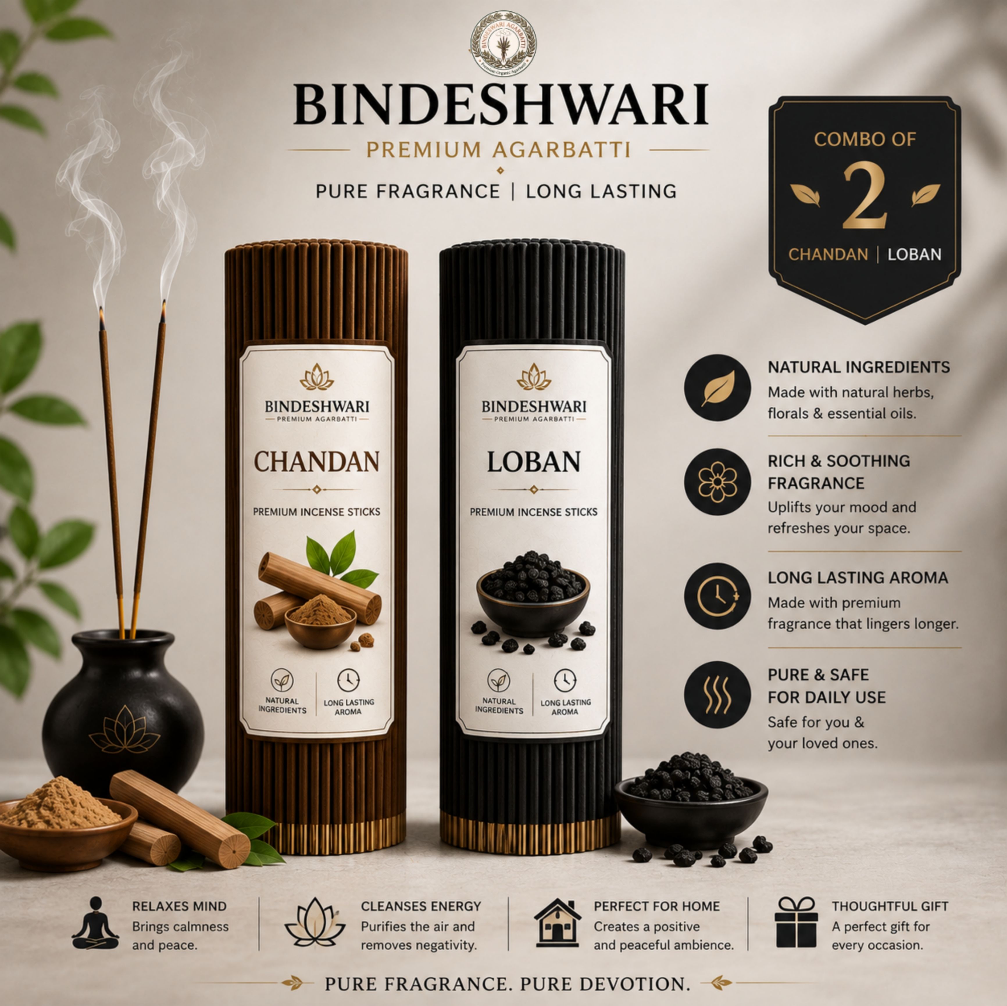 PACK OF 2 DIVINE FRAGNANCE AGARBATTI, INCENCE STICK , CHANDAN, LOBAN-image-37