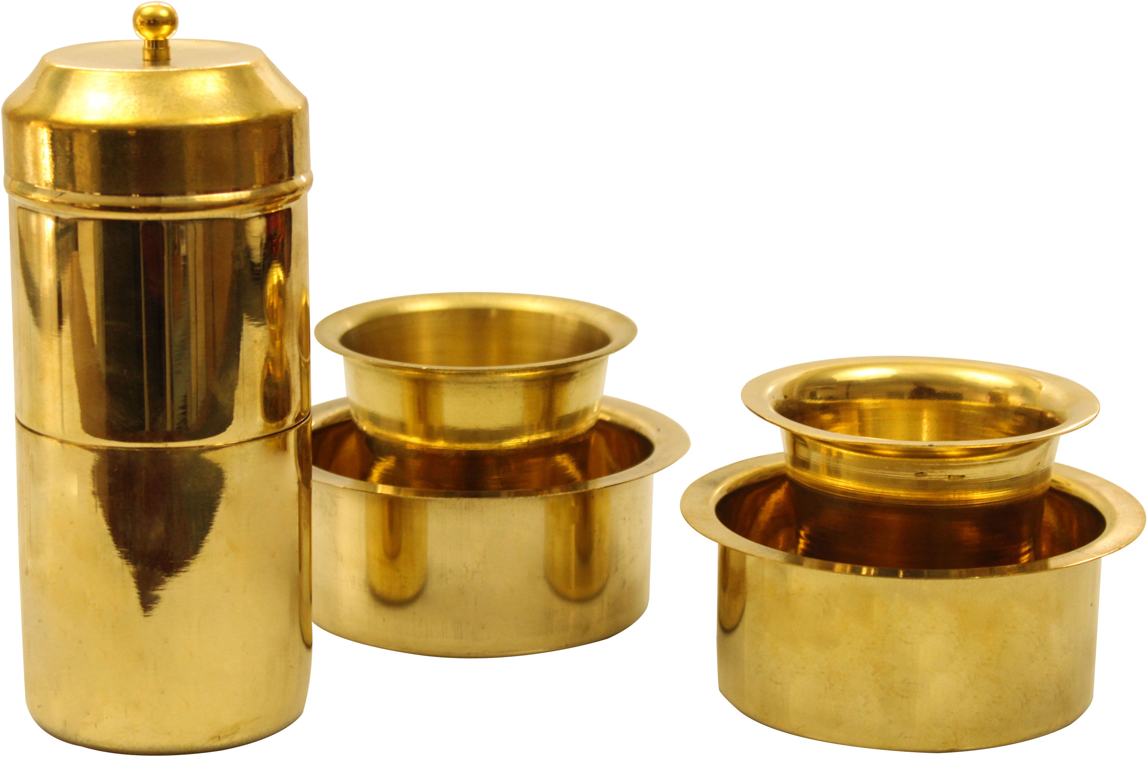Brass Filter Coffee Maker, Brass, Decoction Liquid Maker - COMBO OF DABRA SET-2 Indian Coffee Filter-image-49