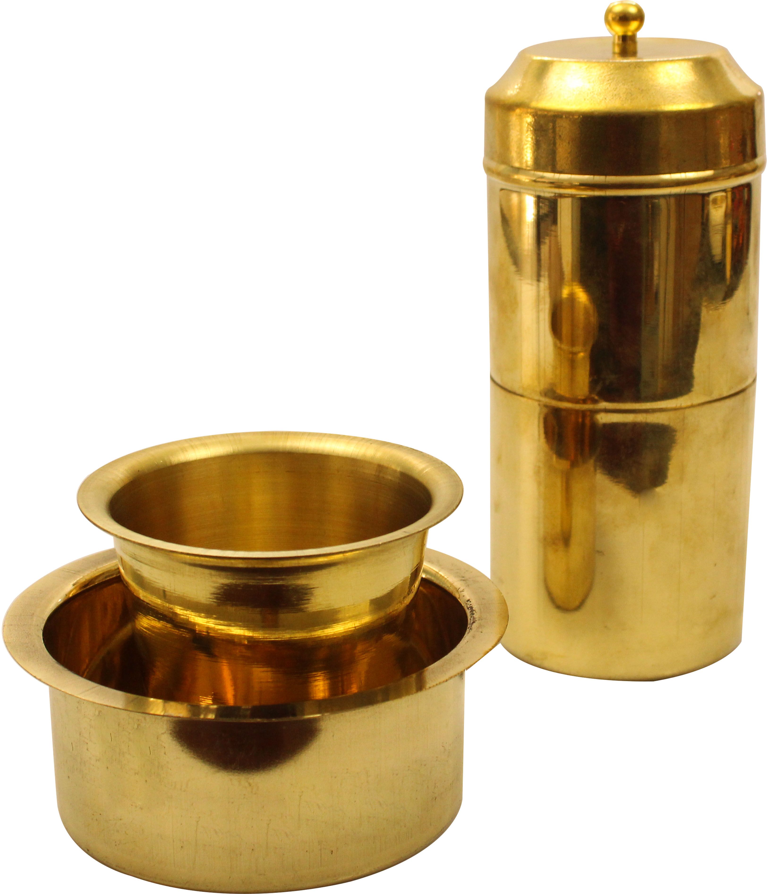 Brass Filter Coffee Maker, Brass, Decoction Liquid Maker-COMBO OF DABRA SET-1 Indian Coffee Filter