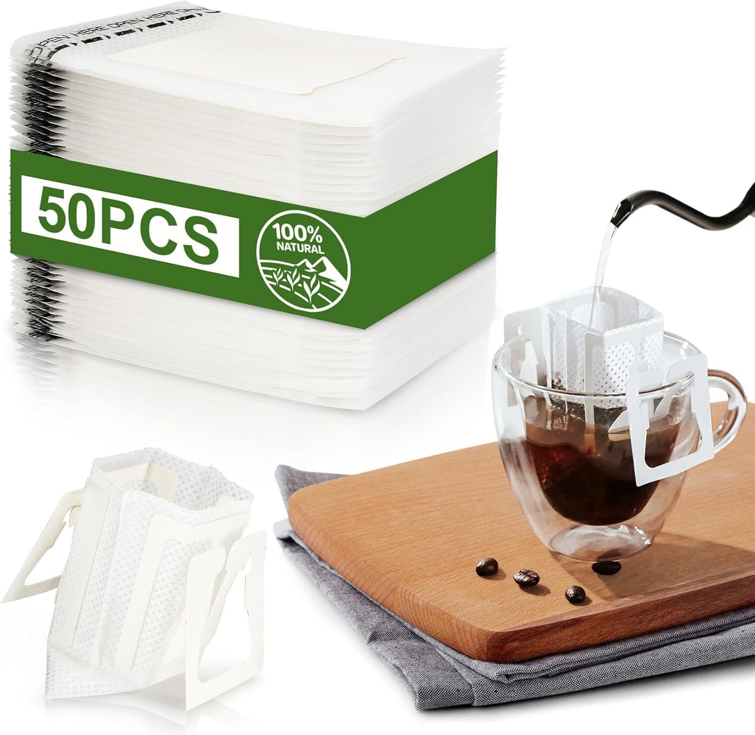 50Pcs Drip Bag filter paper for medium grind coffee Indian Coffee Filter