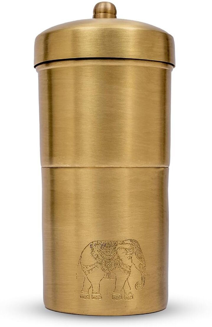 Handcrafted Brass South Indian Filter Coffee Maker - Medium (2-4 Cups) Indian Coffee Filter-image-47