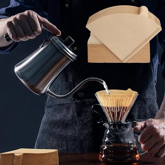 100 Pcs Coffee Filters Size 02 Cone Unbleached Paper Pour Over 2–4 Cup Indian Coffee Filter