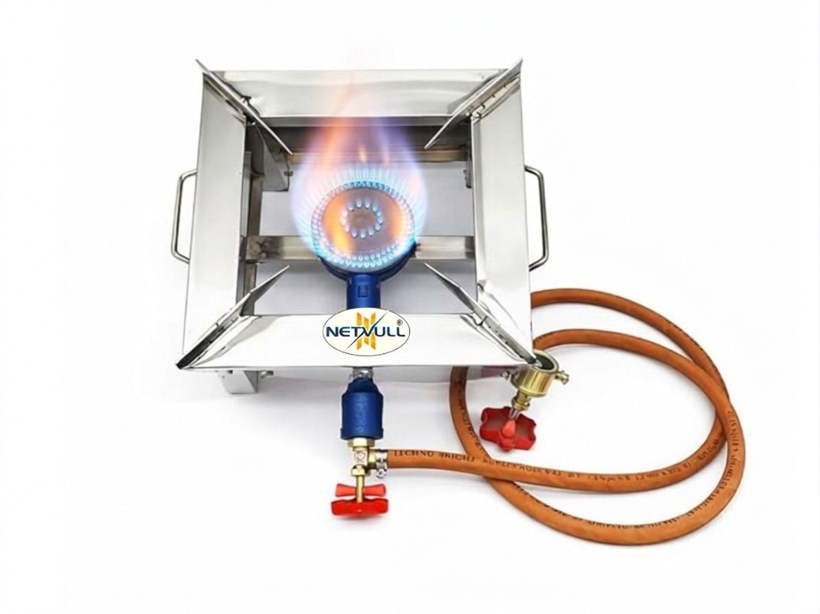 netvull Gas Stove | Stainless Steel Heavy Duty Gas Bhatti | 10 x 10 Inch Stainless Steel Manual Gas Stove-picture-5