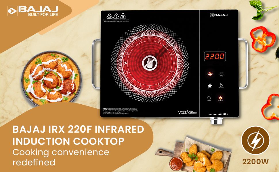2200 W Radiant Cooktop Jog Dial, Touch Panel