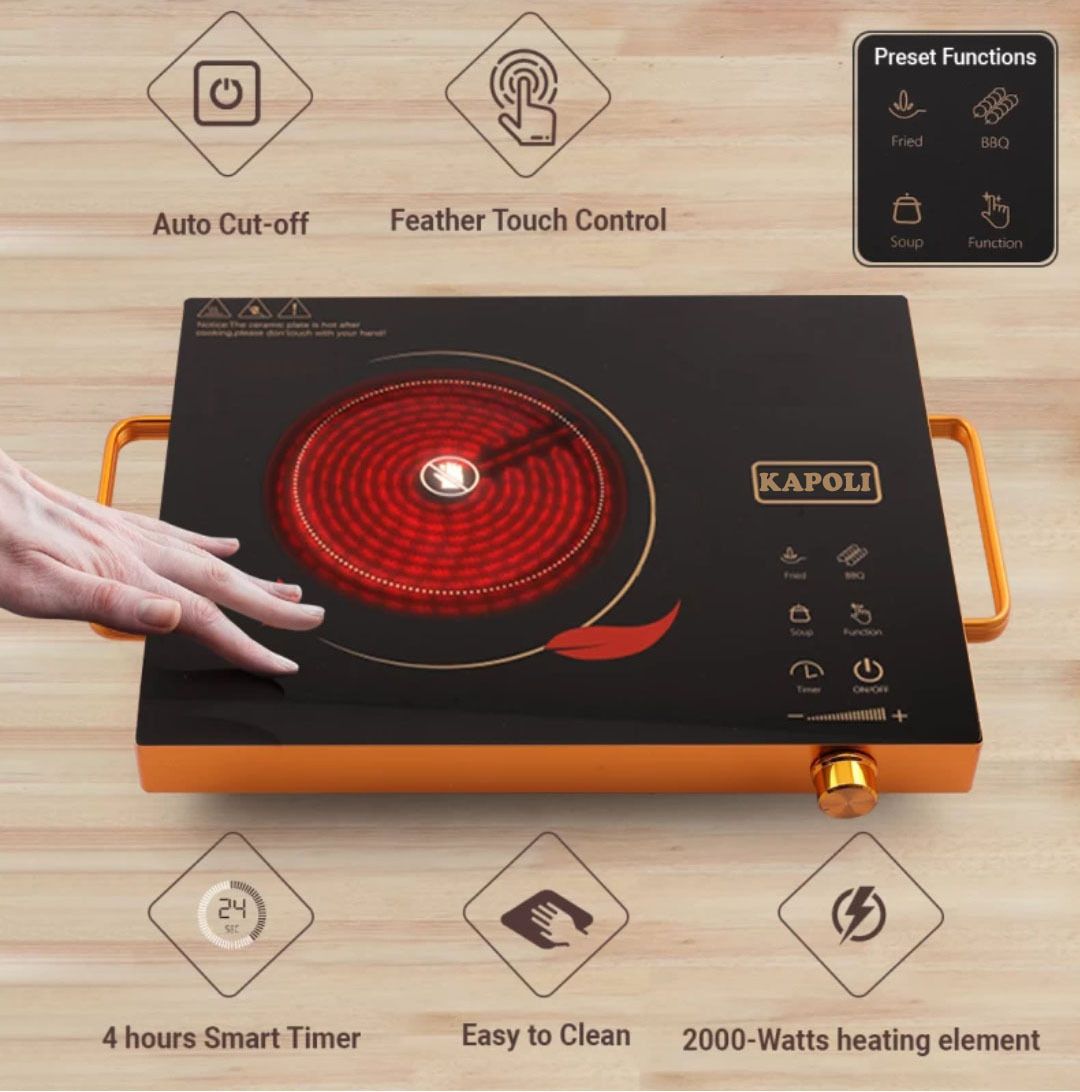 2000 W Radiant Cooktop Touch Panel, Jog Dial
