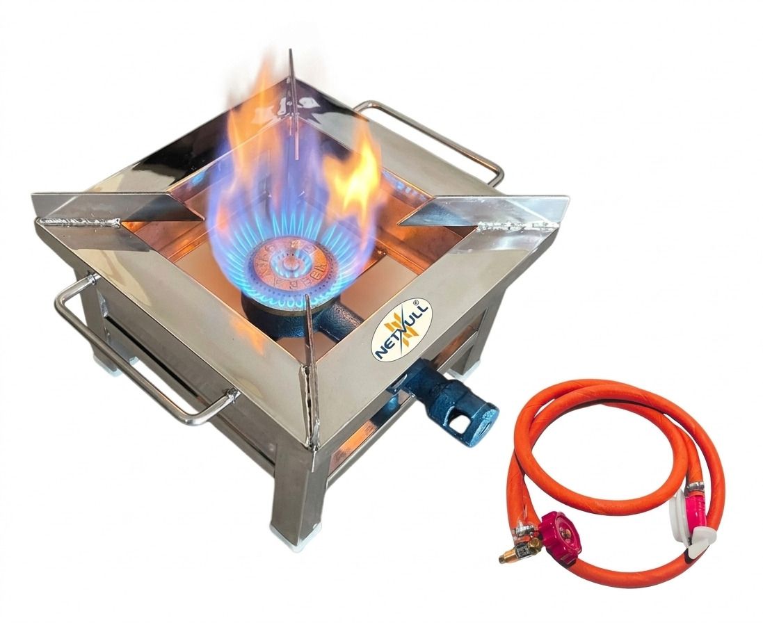 netvull Heavy Duty Commercial Gas Stove Single Burner, Stainless Steel (10x10X8 INCH) Stainless Steel Manual Gas Stove-picture-3