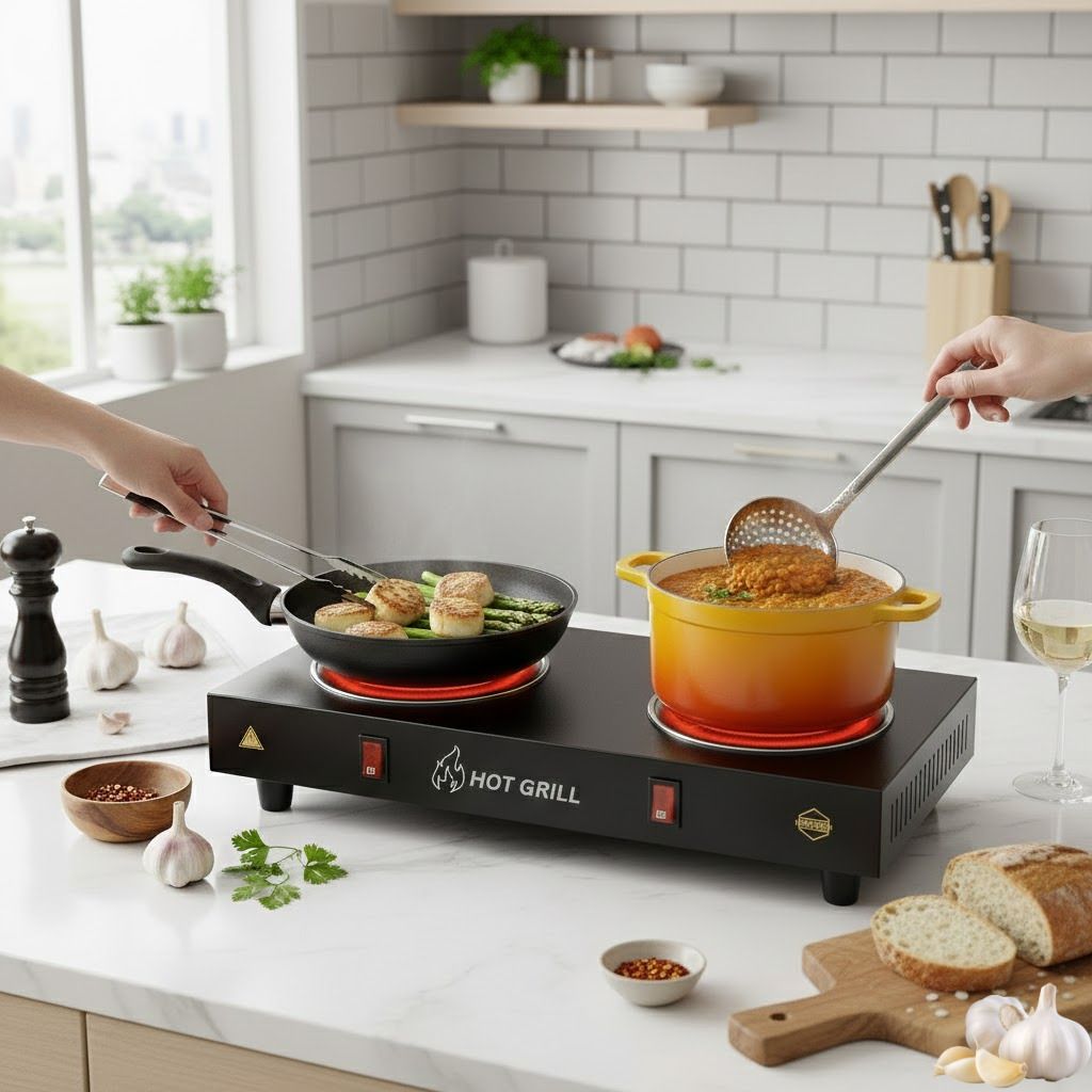 hot grill Double Burner Portable Hot Plate Cooktop for Home Kitchen 2000W Fast Heating Electric Cooking Heater-picture-14