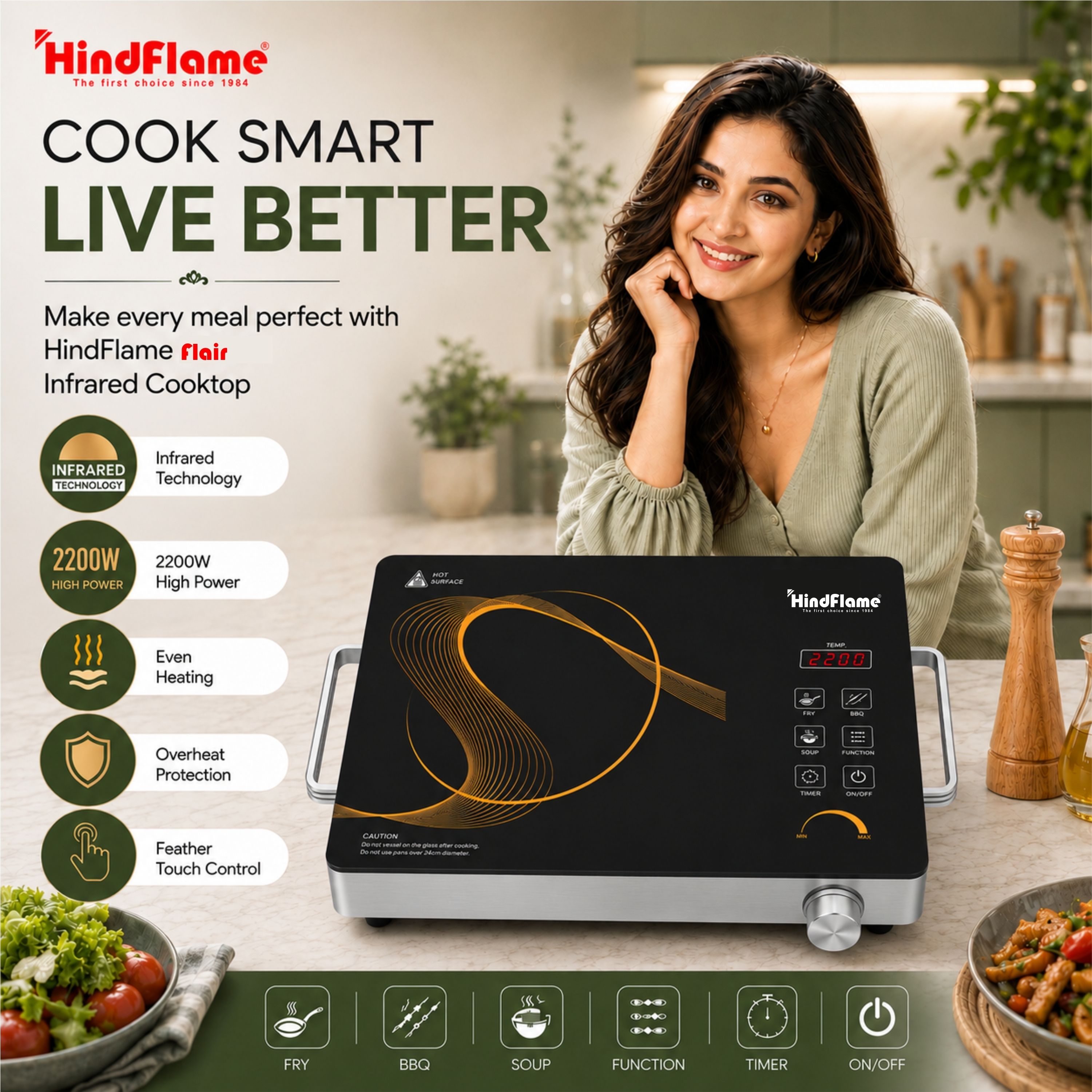 hindflame 2200 W Infrared Cooktop Touch Panel-picture-46