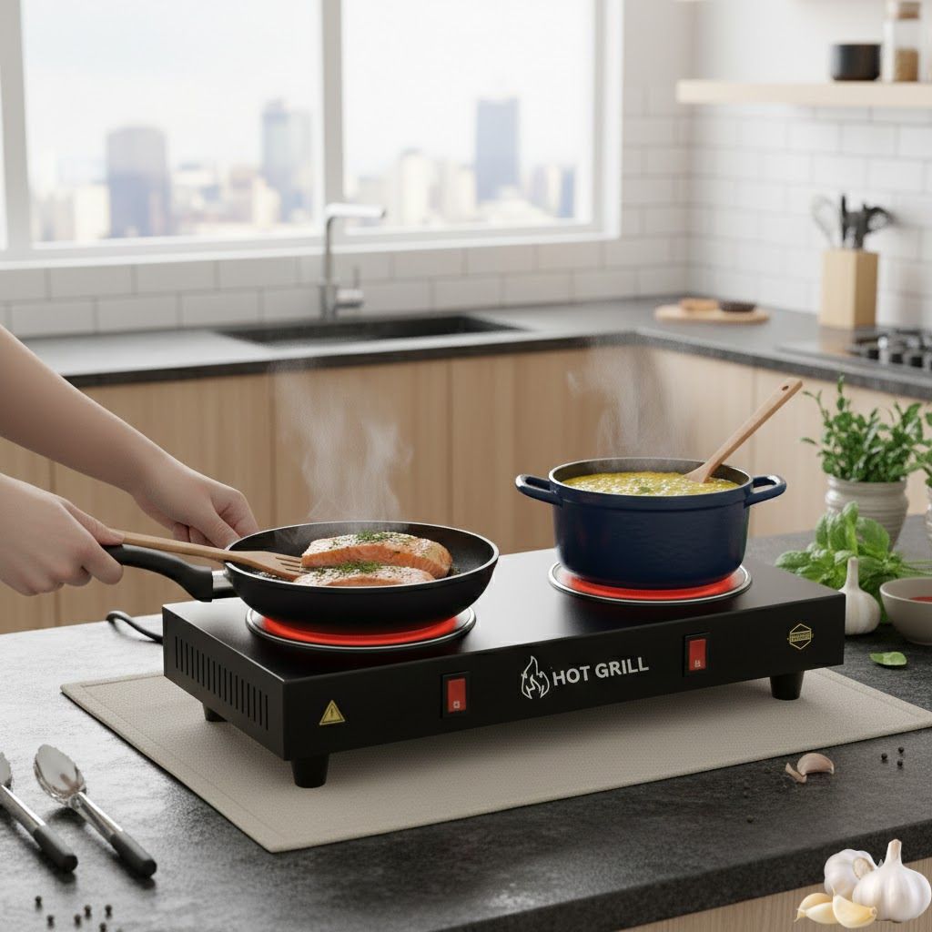 hot grill Double Burner Hot Plate Portable Cooking Stove for Home 2000W Fast Heat Pro Electric Cooking Heater-picture-16
