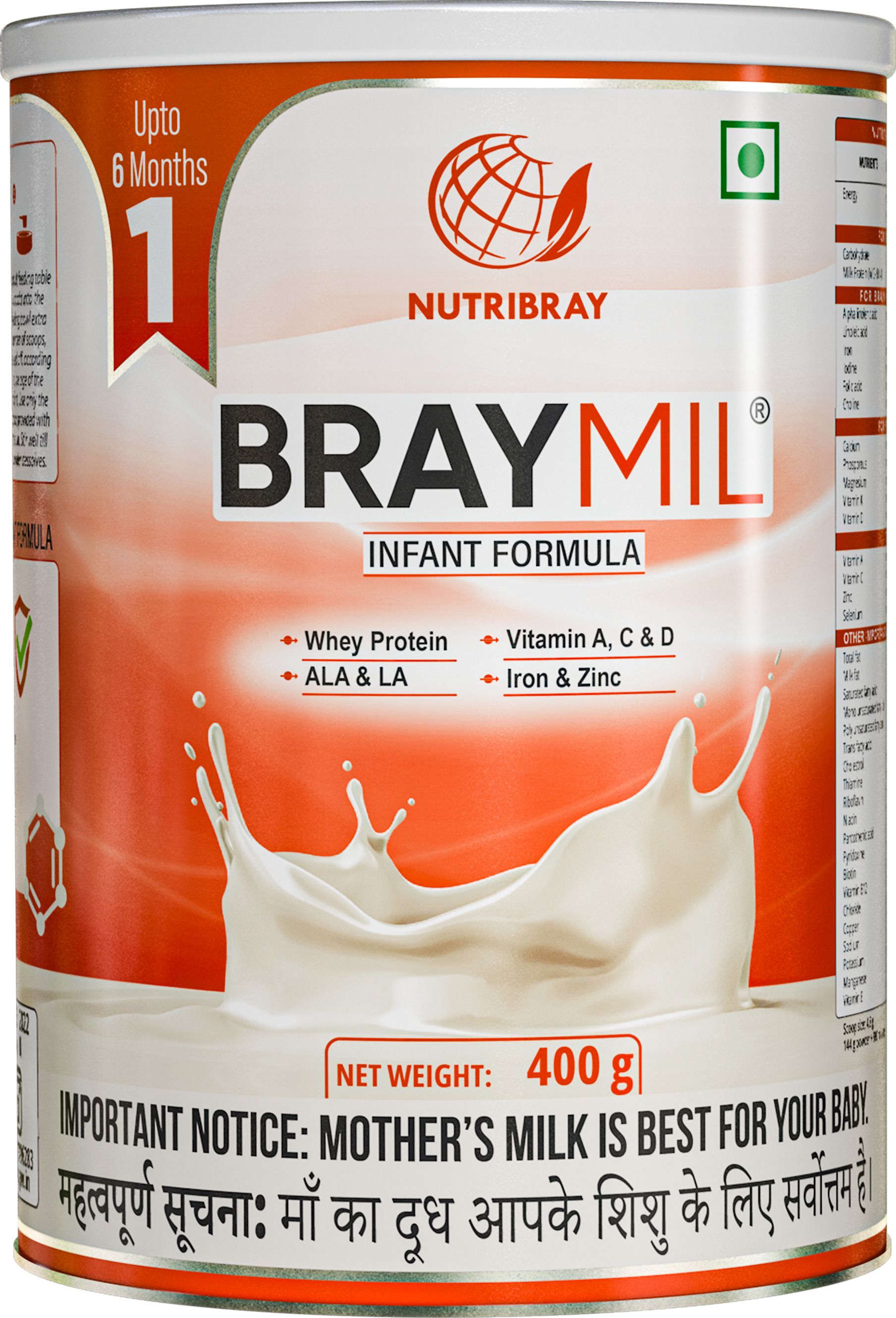 braymil 1 INFANT FORMULA MILK POWDER FOR Babies - Stage-1 TIN Pack-picture-13