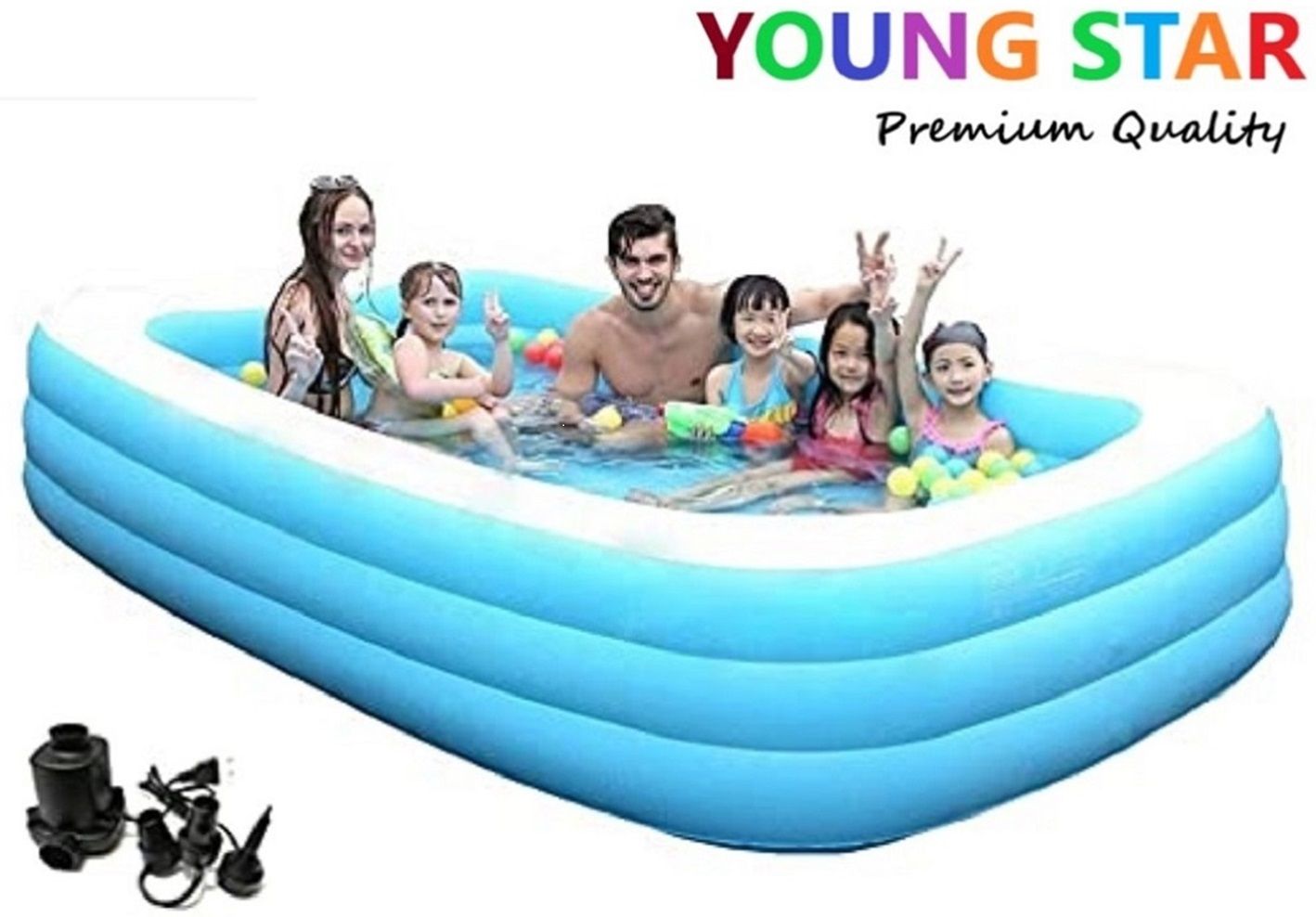 young star Adults & Kids Family Inflatable Swimming Pool ,Bath Tub With Electric Air Pump Inflatable Swimming Pool, Inflatable Toy Pump, Pool Accessory-picture-14
