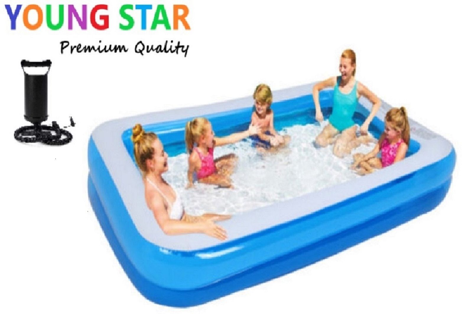 Premium Mom & Kids 7 Feets Long Water Pool ,Bath Tub,Swimming Pool ,Spa Inflatable Swimming Pool, Inflatable Toy Pump, Pool Accessory-image-9