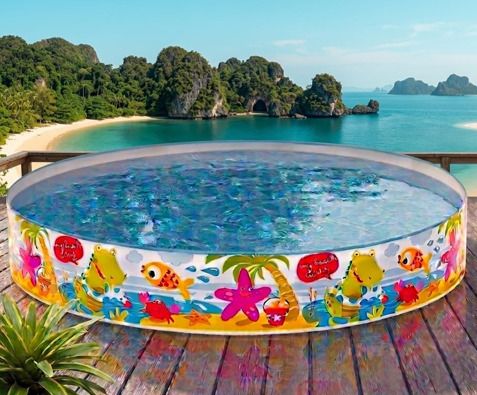 hornflow 4 ft Diameter 122 x 25 cm (IND*61)Suitable for Ages 3 Inflatable Swimming Pool-picture-1