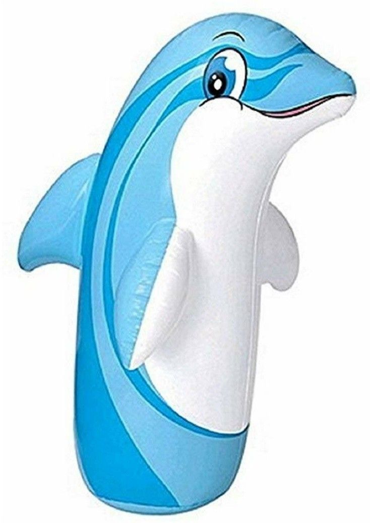 Inflatable PVC Sand Base Dolphin Shape Hit Me 3D BOP Bag (Blue) Inflatable HitMe Toys