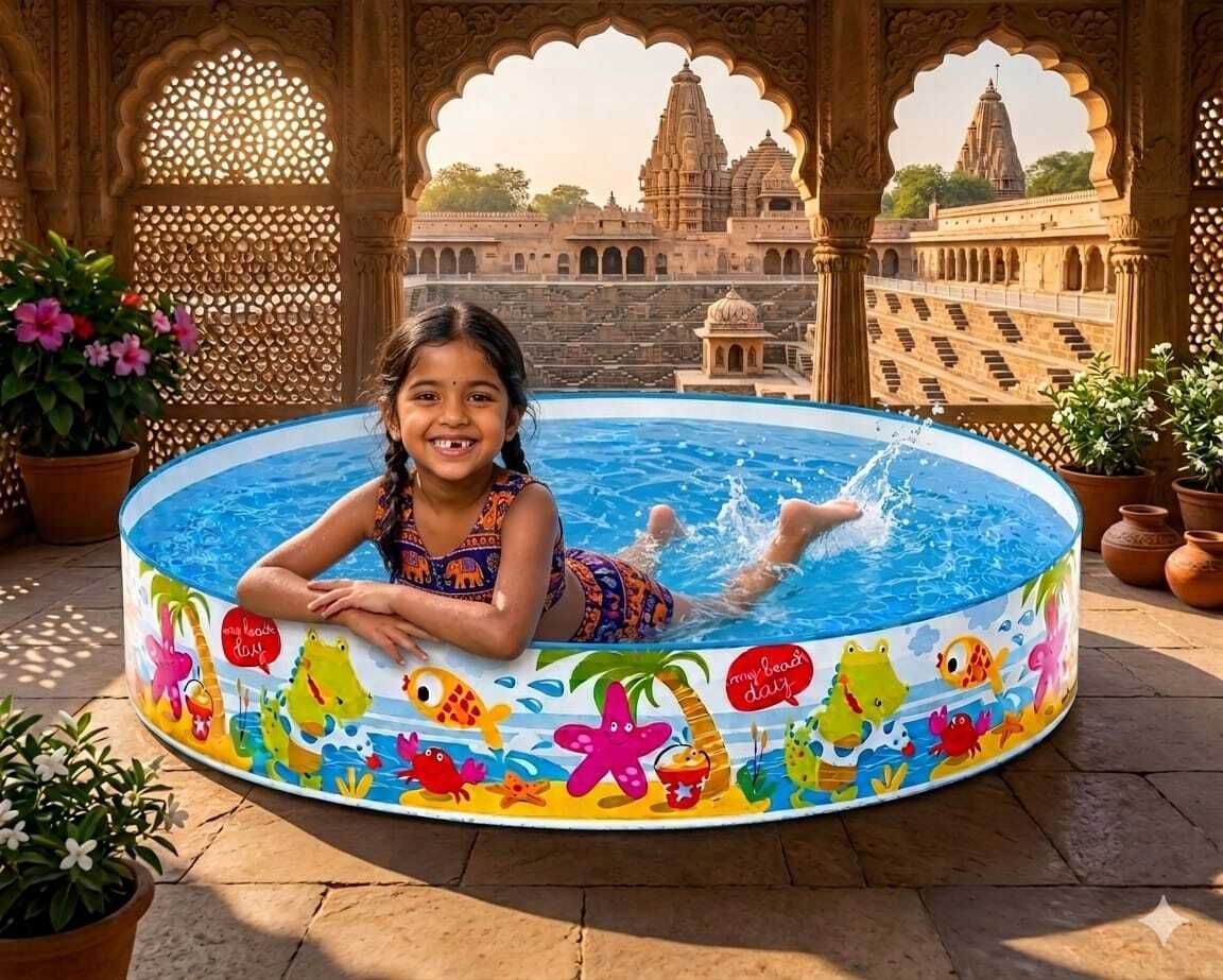 kindertales Kids Water Swimming(IND*058) Pool Bath Toy Inflatable Swimming Pool-picture-39